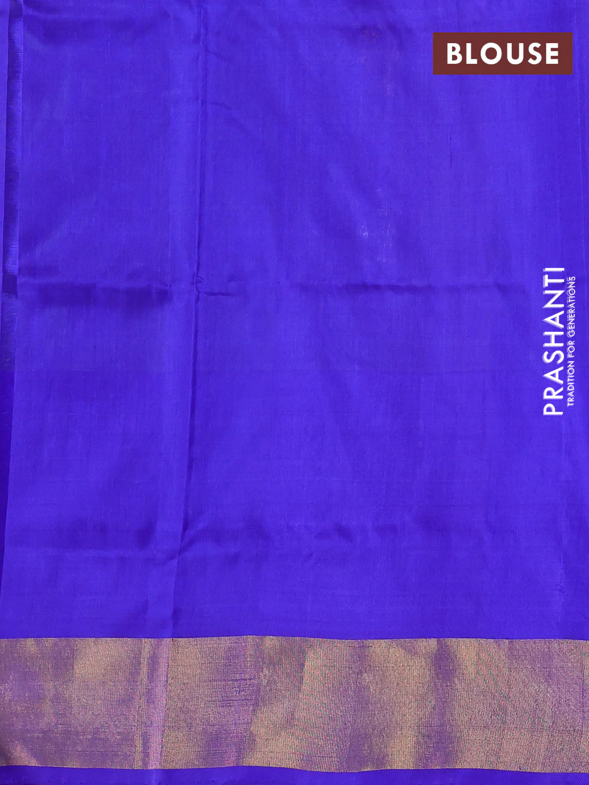 Pure uppada silk saree dual shade of greenish blue and blue with silver & gold zari woven buttas and zari woven border - Image 3