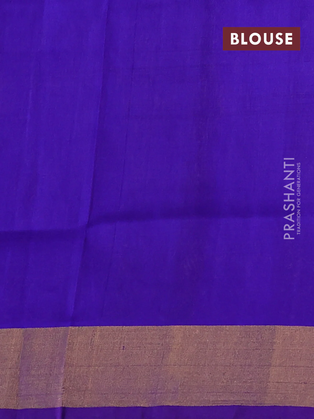 Pure uppada silk saree dual shade of pinkish orange and blue with allover silver & gold zari weaves and zari woven border - Image 3