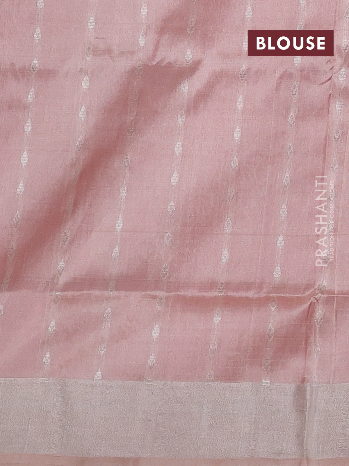 Pure uppada silk saree dual shade of pinkish orange with silver zari woven buttas and zari woven border - Image 3