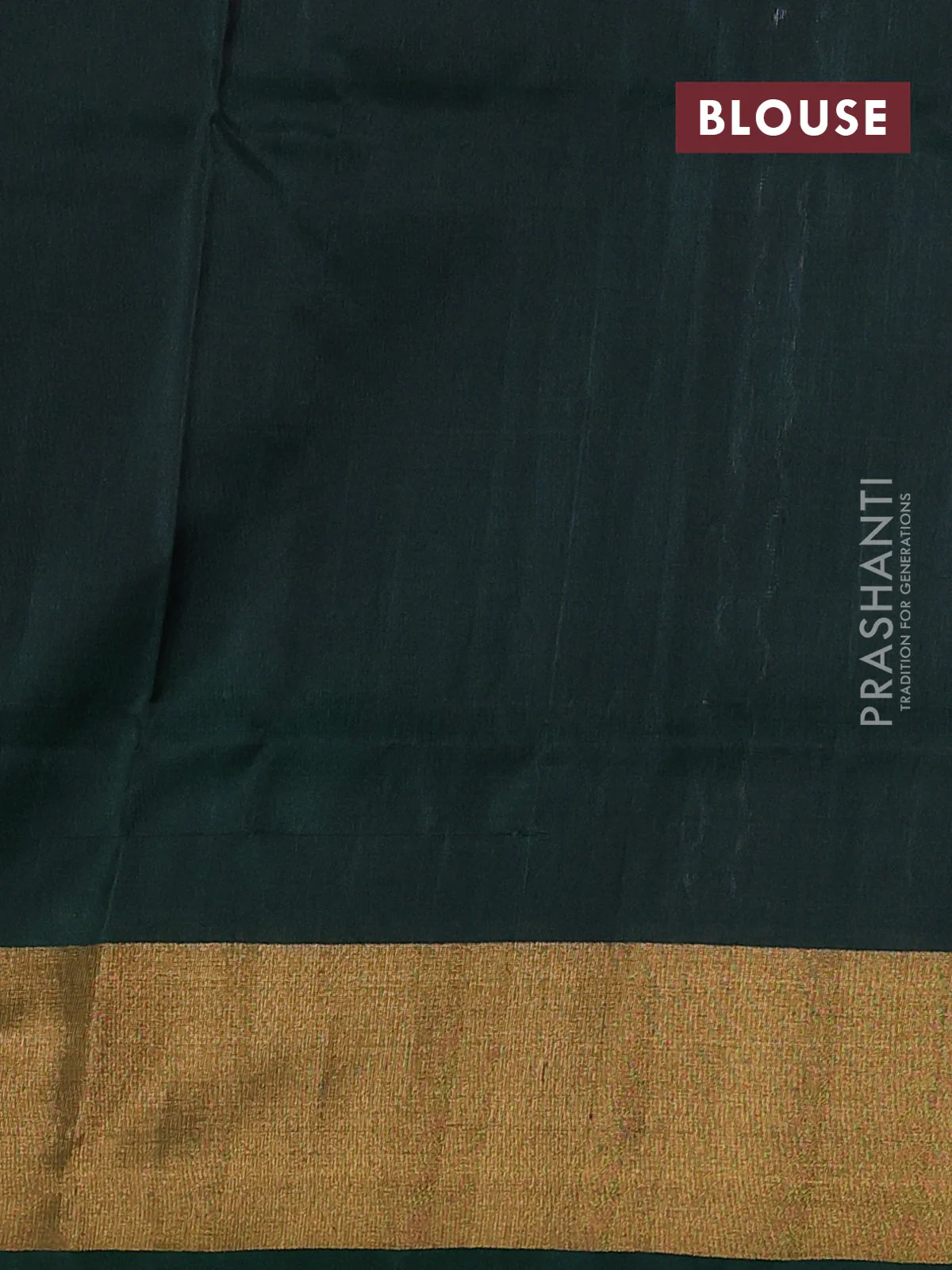 Pure uppada silk saree grey and dark green with allover silver & gold zari weaves and zari woven border - Image 3