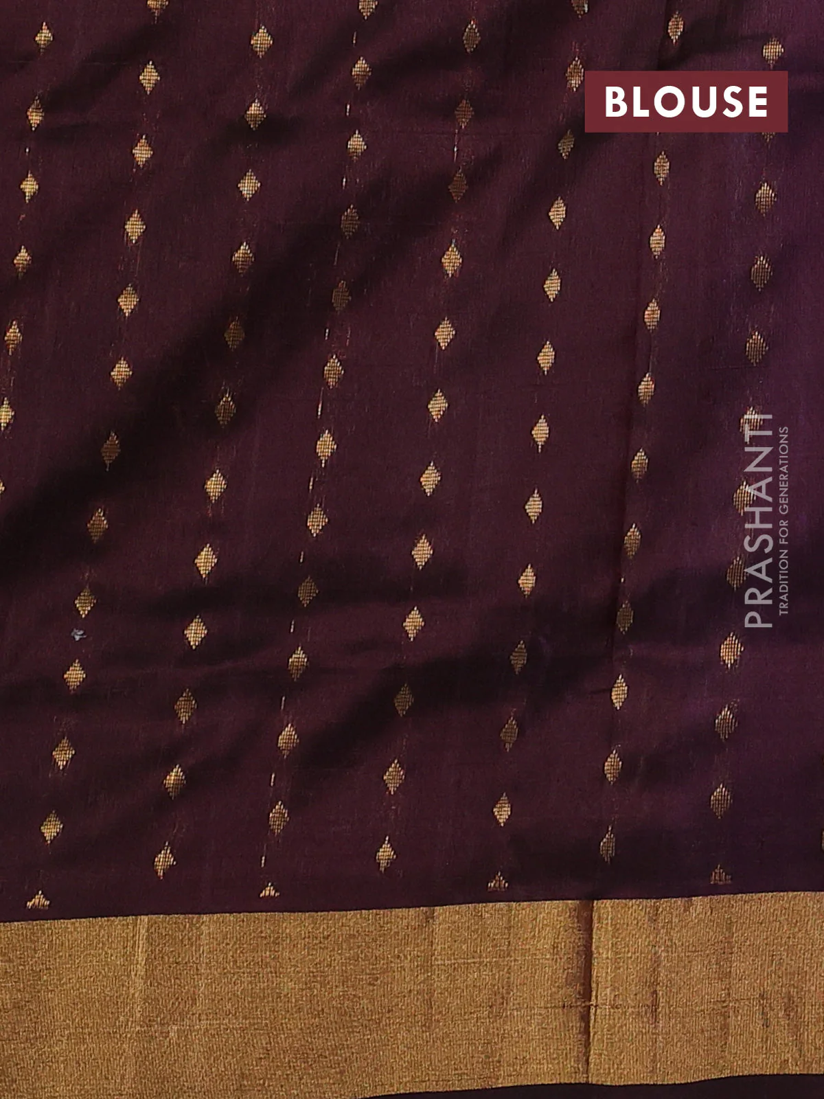 Pure uppada silk saree lavender and coffee brown with silver & gold zari woven buttas and zari woven border - Image 3