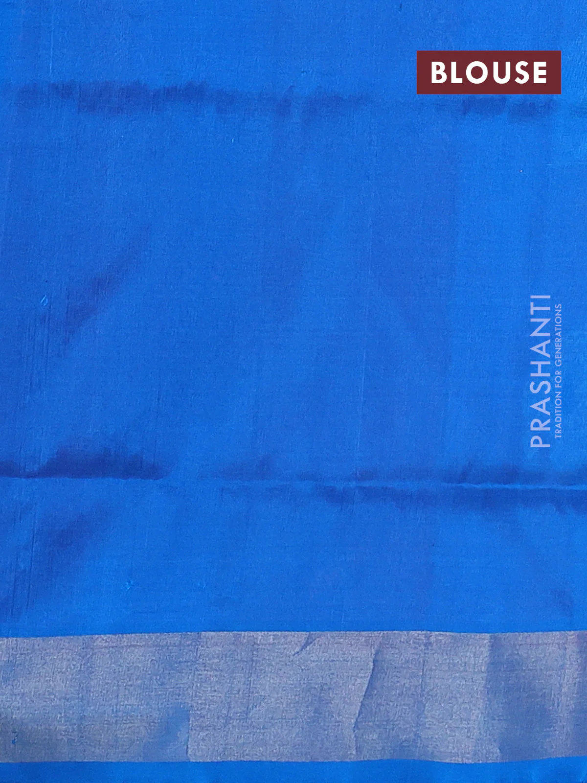 Pure uppada silk saree peach pink and cs blue with silver zari woven buttas and silver zari woven border - Image 3