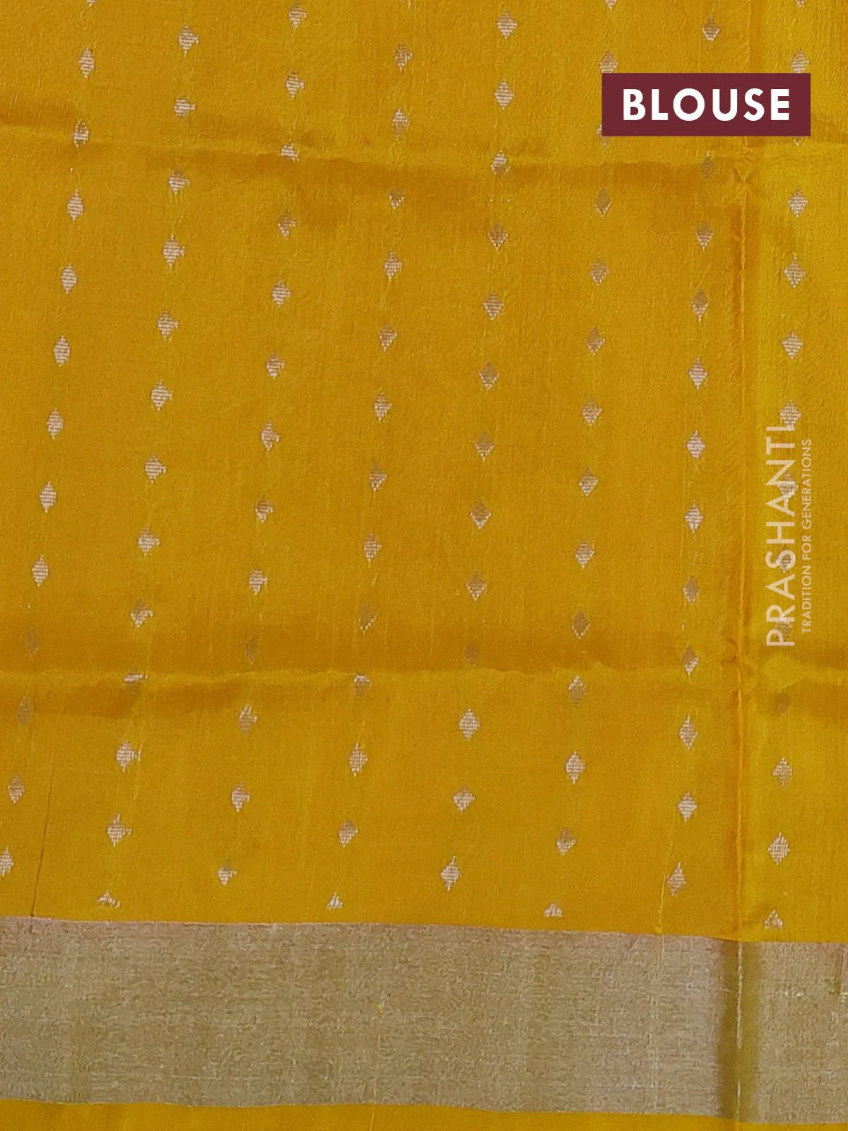 Pure uppada silk saree peach pink and mango yellow with silver zari woven buttas and silver zari woven border - Image 3
