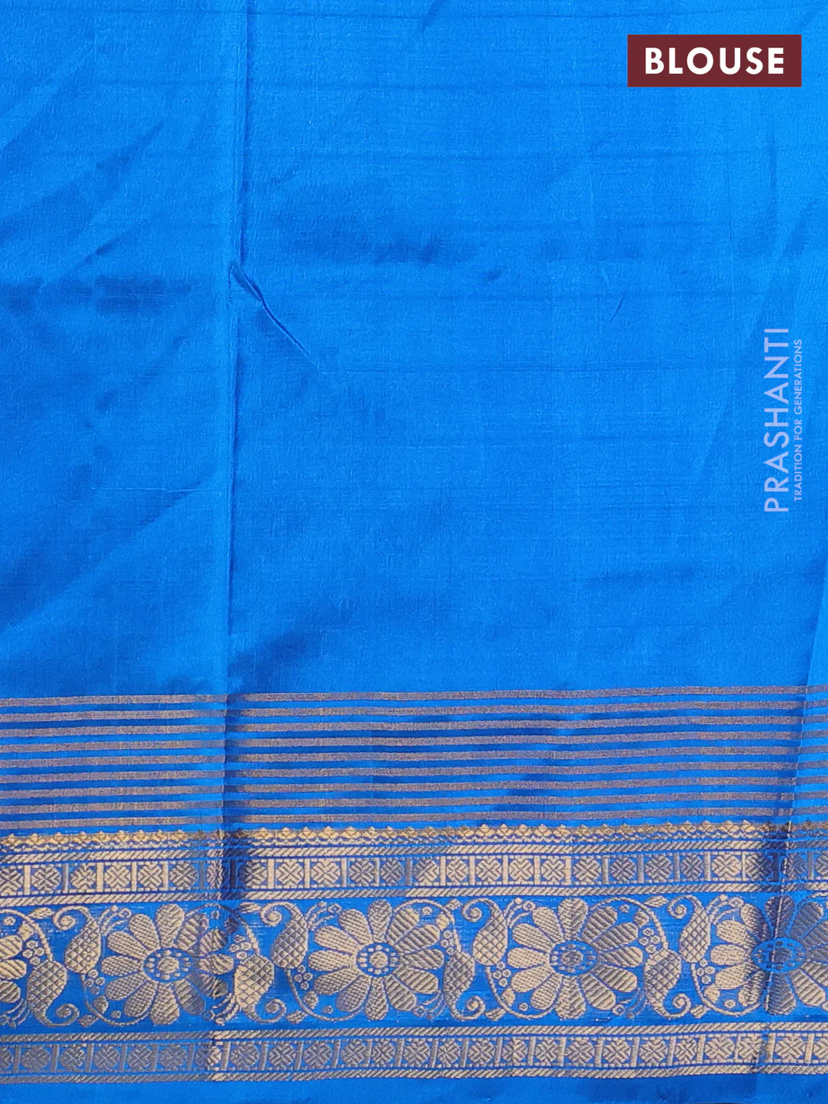 Pure uppada silk saree purple and cs blue with silver & gold zari woven floral buttas and zari woven border - Image 3