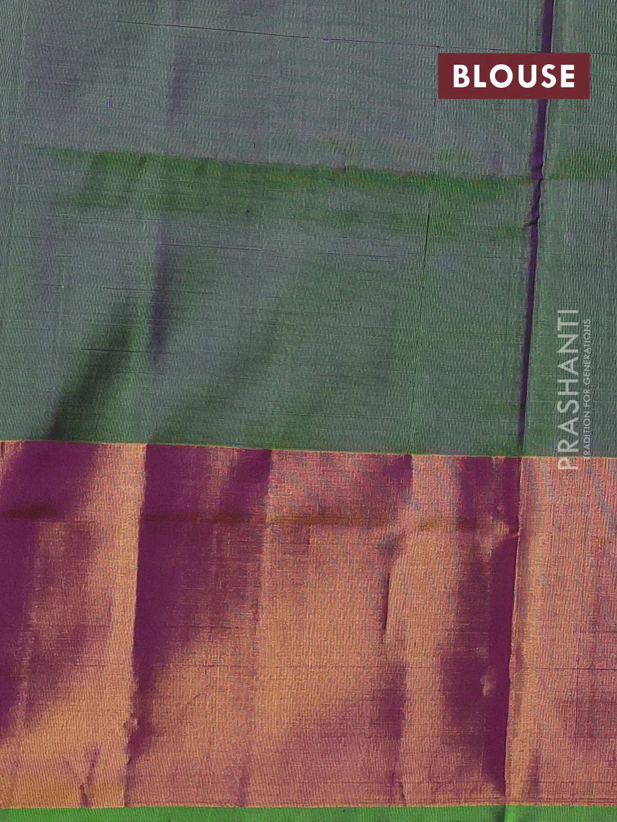 Pure uppada silk saree purple and green with silver & gold zari woven buttas and zari woven border - Image 3