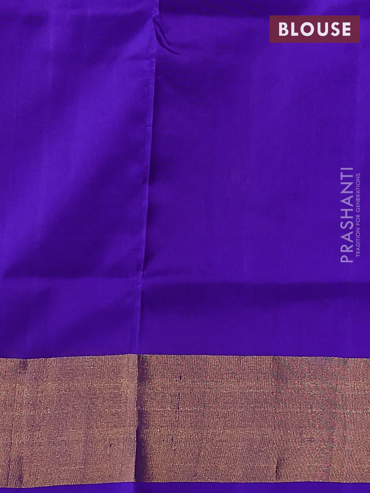 Pure uppada silk saree royal blue with silver & gold zari woven paisley buttas and zari woven border - Image 3