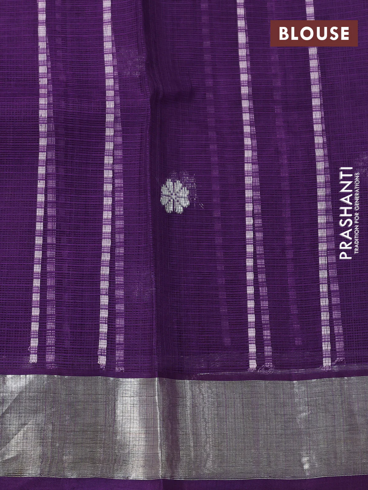 Pure zari kota silk saree baby pink and violet with thread & silver zari weaves and silver zari woven border - Image 4