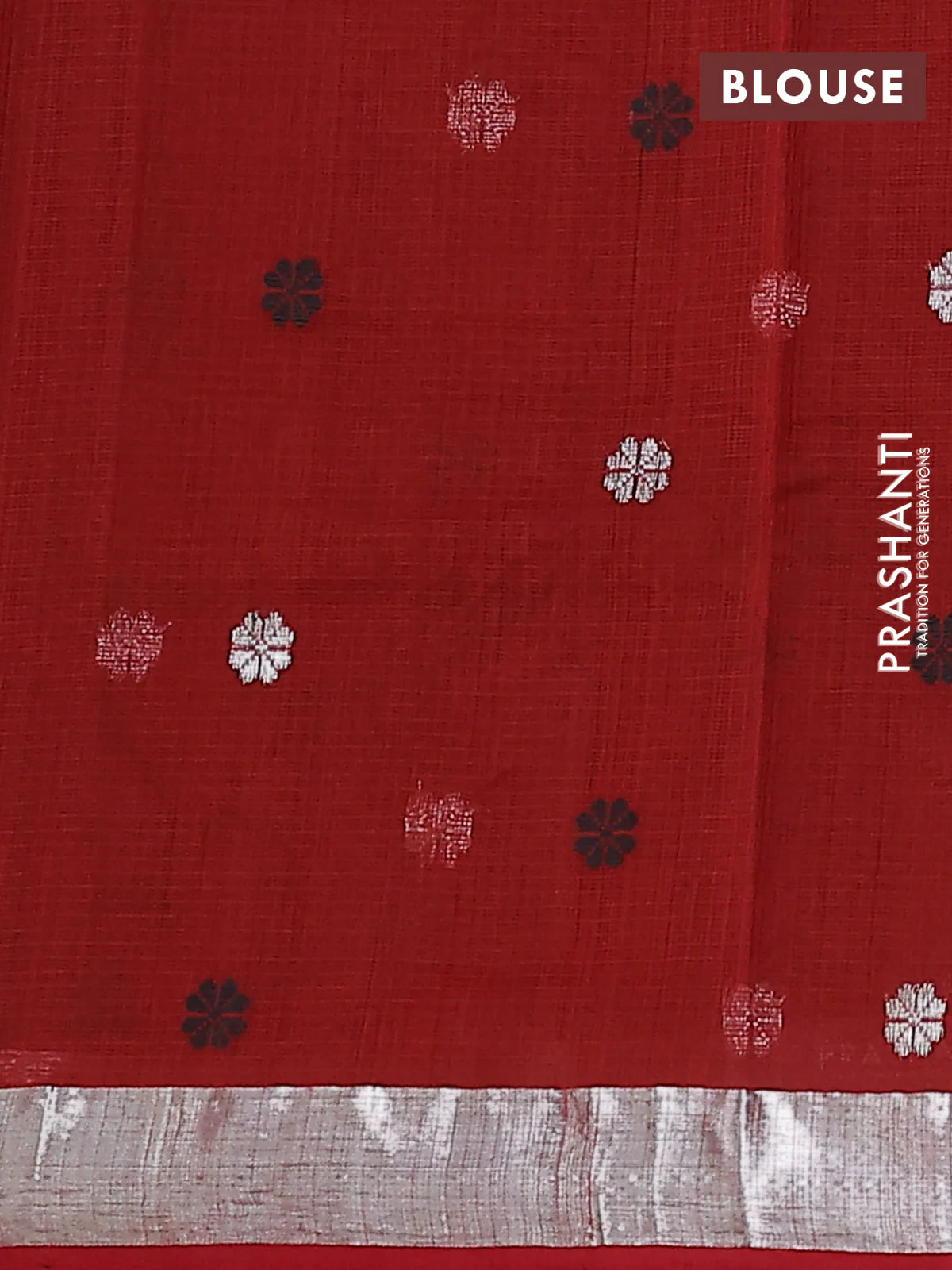 Pure zari kota silk saree deep coffee brown and rust shade with silver zari woven buttas and silver zari woven border - Image 4