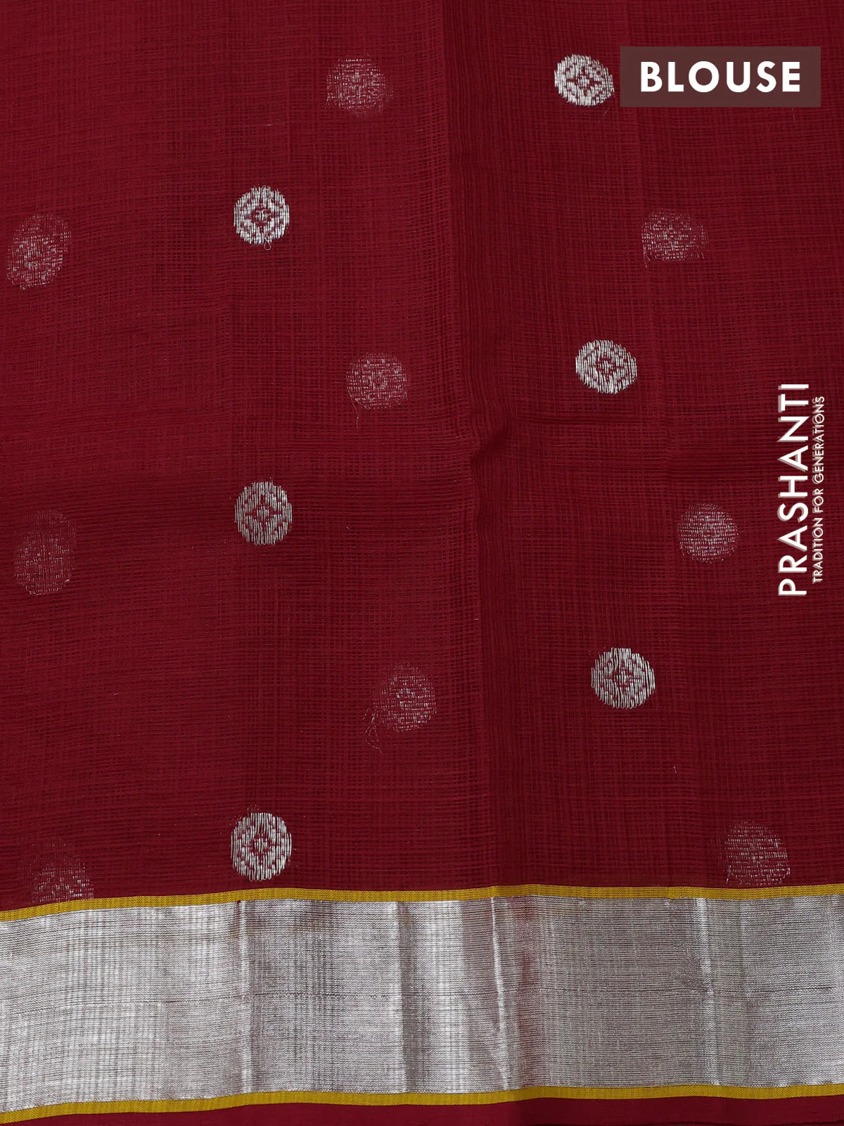 Pure zari kota silk saree grey and maroon with allover silver & gold zari weaves and silver zari woven border - Image 4