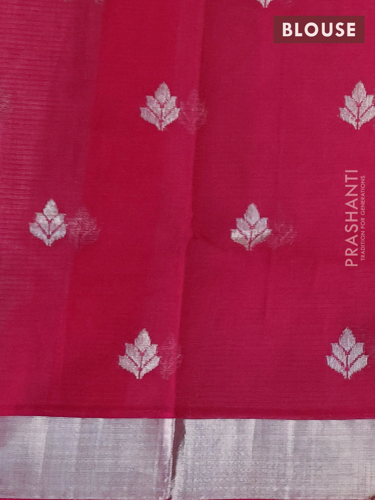 Pure zari kota silk saree light pink and pink with thread & silver zari woven buttas and silver zari woven border - Image 4