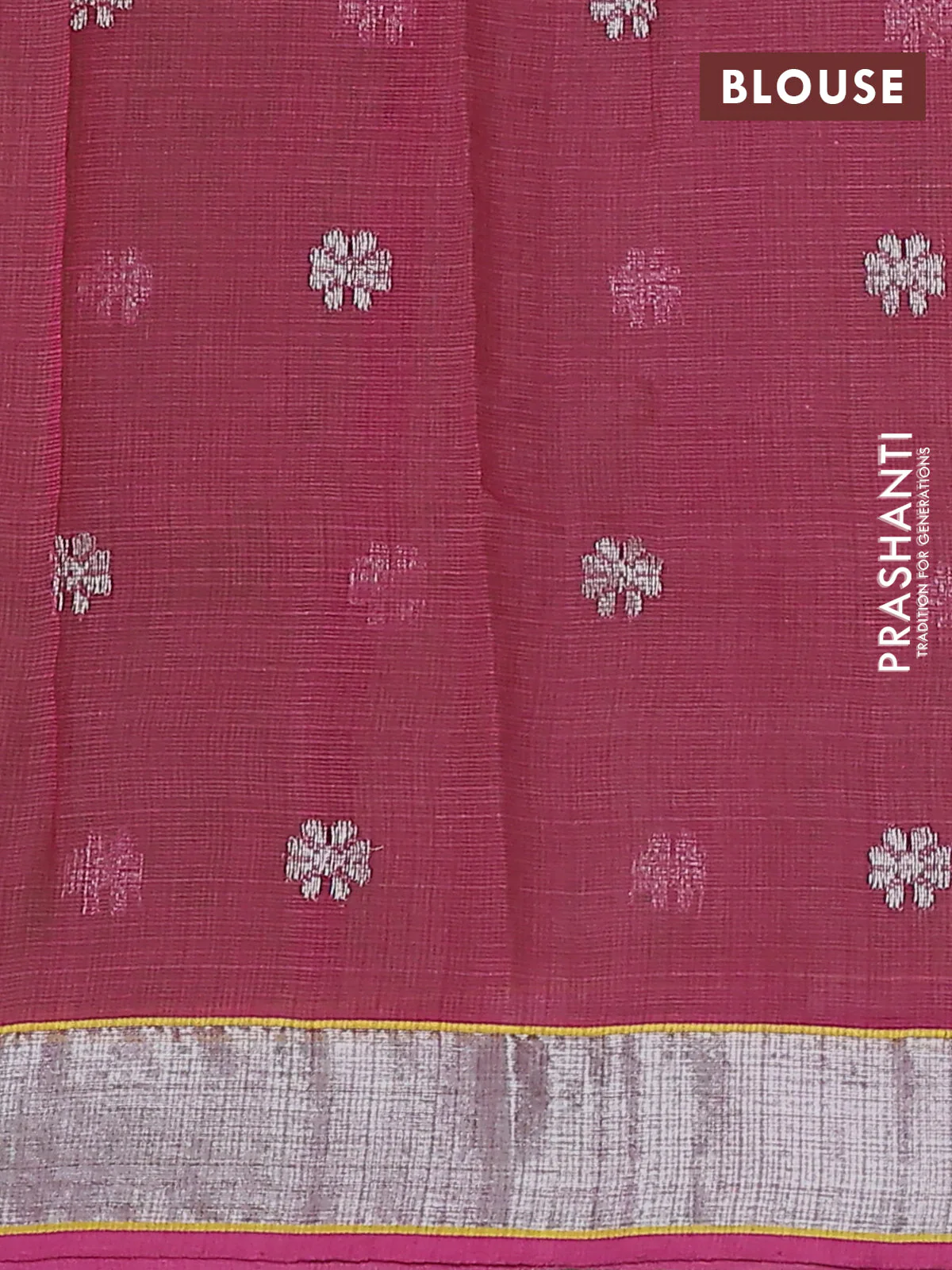 Pure zari kota silk saree parrot green and pink with thread & zari woven buttas and silver zari woven border - Image 4