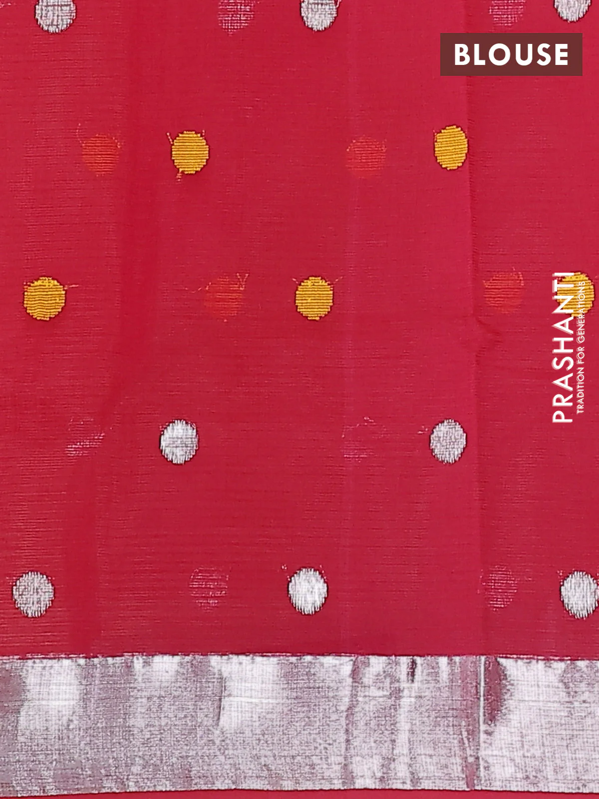 Pure zari kota silk saree peach shade and pink with thread & silver zari woven buttas and silver zari woven border - Image 4