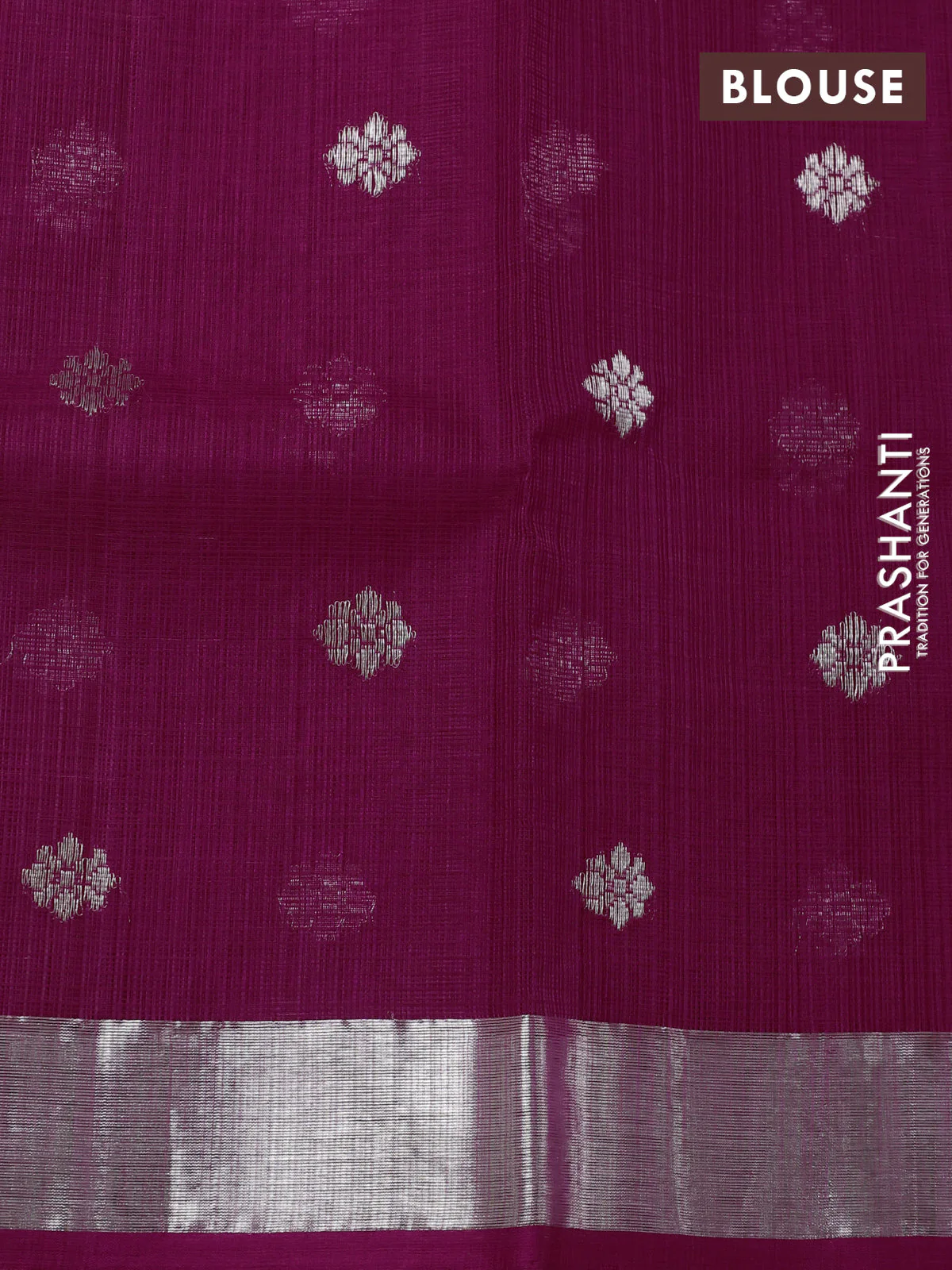 Pure zari kota silk saree teal blue and pink with allover silver & copper zari weaves and silver zari woven border - Image 4
