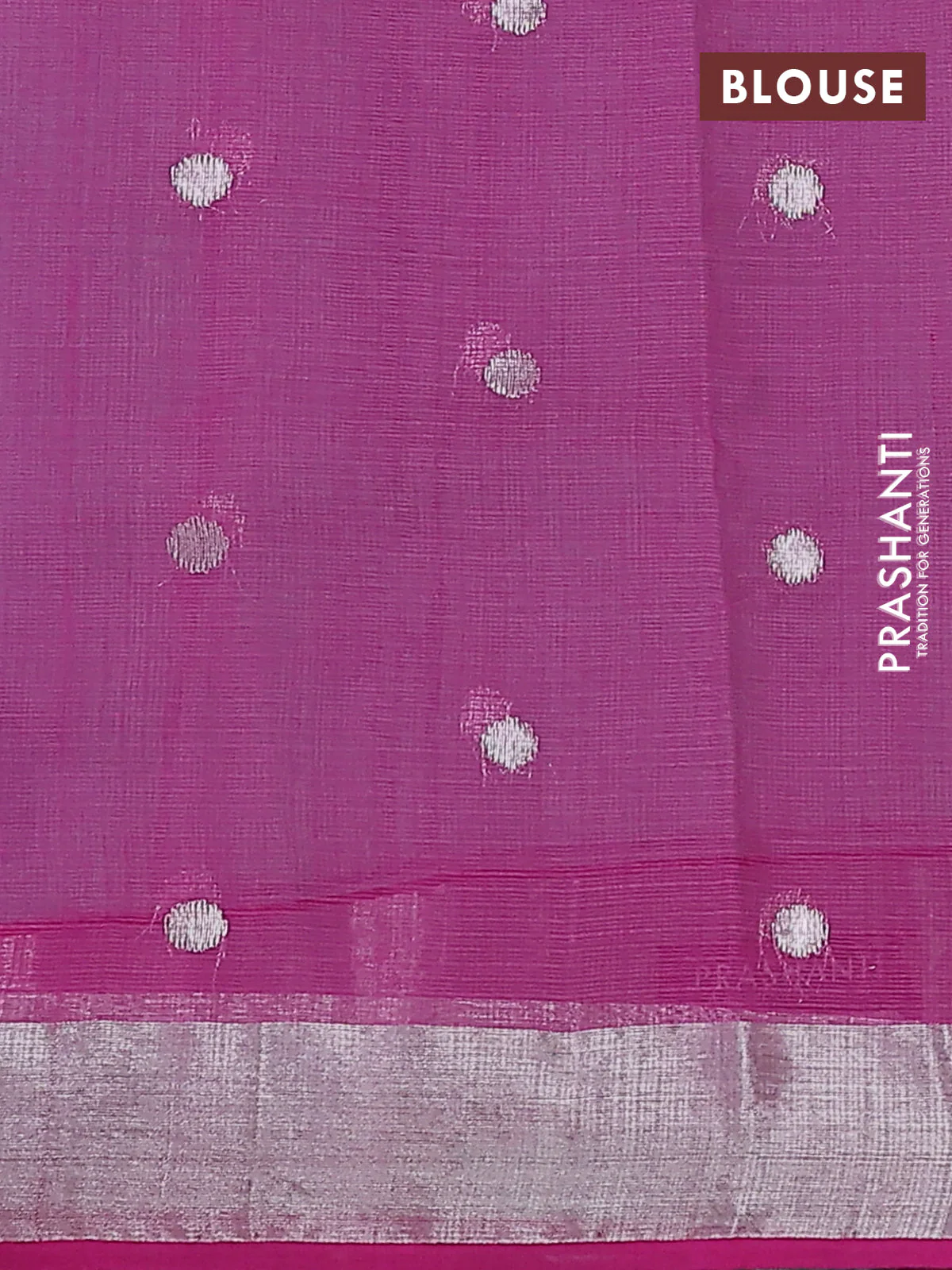 Pure zari kota silk saree teal shade and pink with silver zari woven buttas and silver zari woven border - Image 4