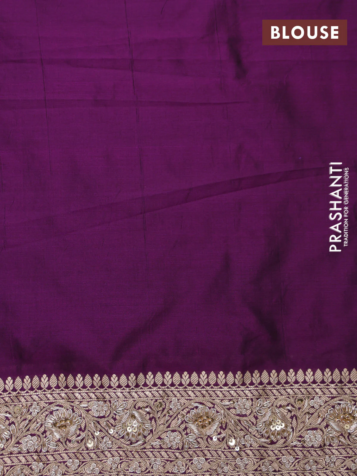 Purple Banarasi Uppada silk saree with allover zari weaves & embroidery border - Image 6