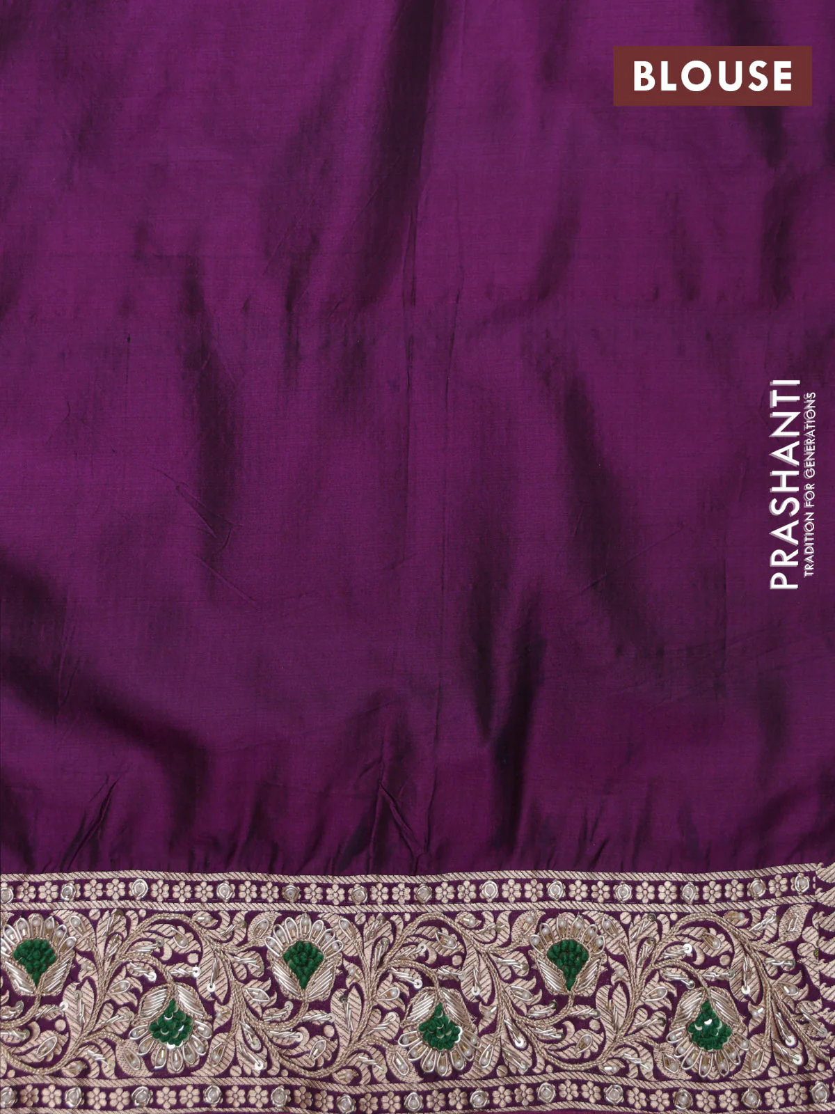 Purple Banarasi Uppada silk saree with allover zari weaves & embroidery border - Image 6