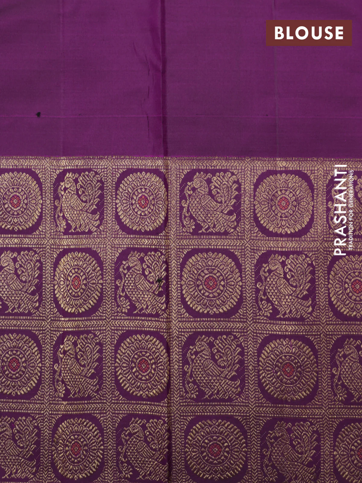 Purple Pure Kanchipuram Silk Saree With Allover Zari Checked Pattern - Image 6