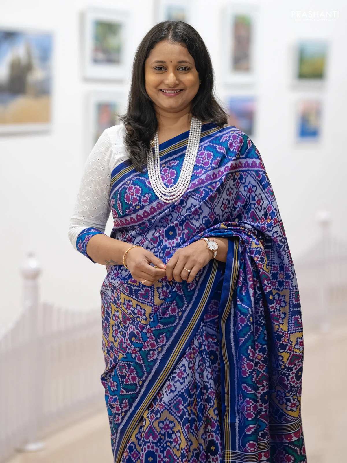 Rajkot patola silk saree blue with allover ikat weaves