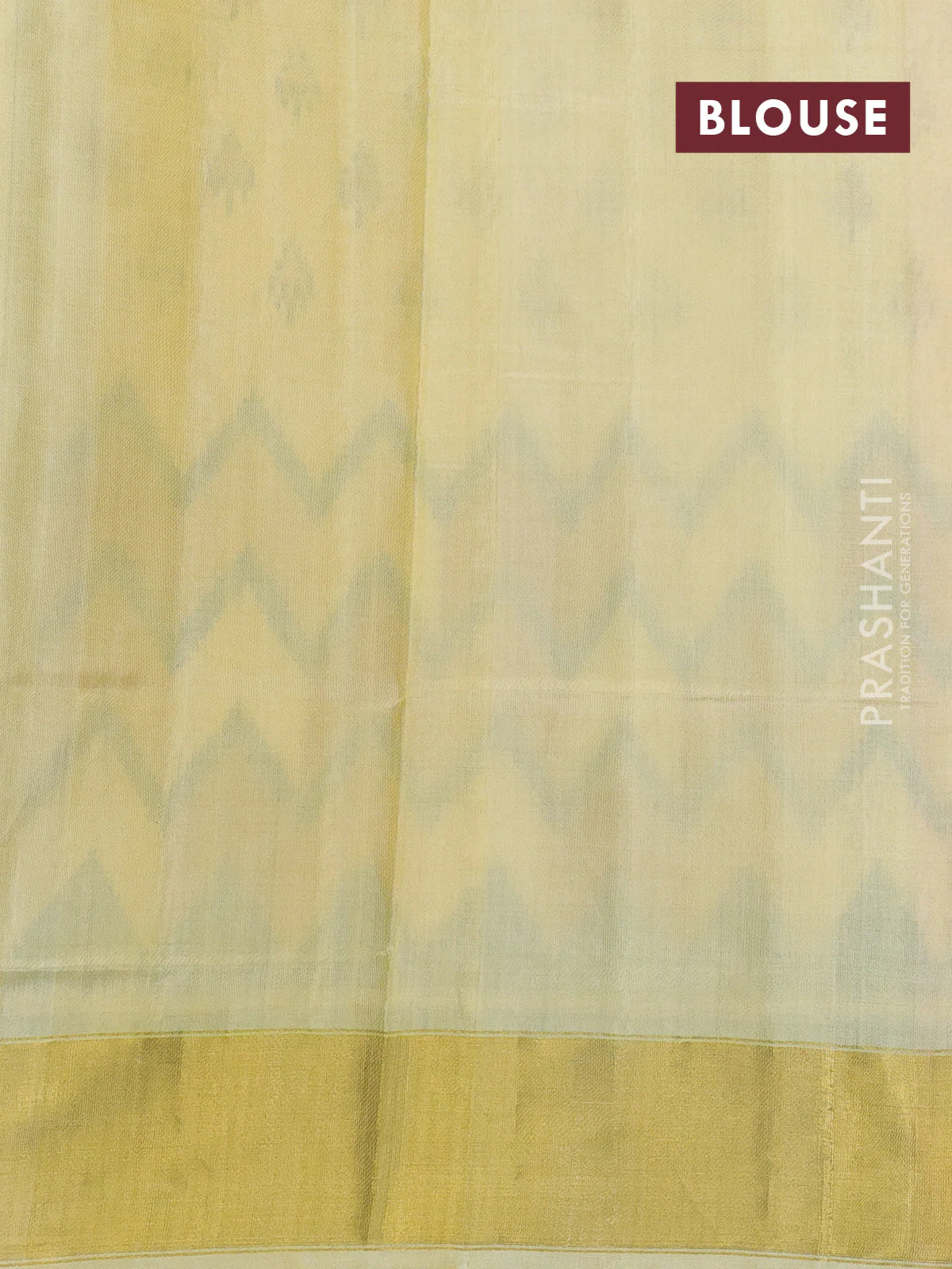 Rajkot patola silk saree cream and grey yellow with allover ikat butta weaves and ganga jamuna border - Image 4