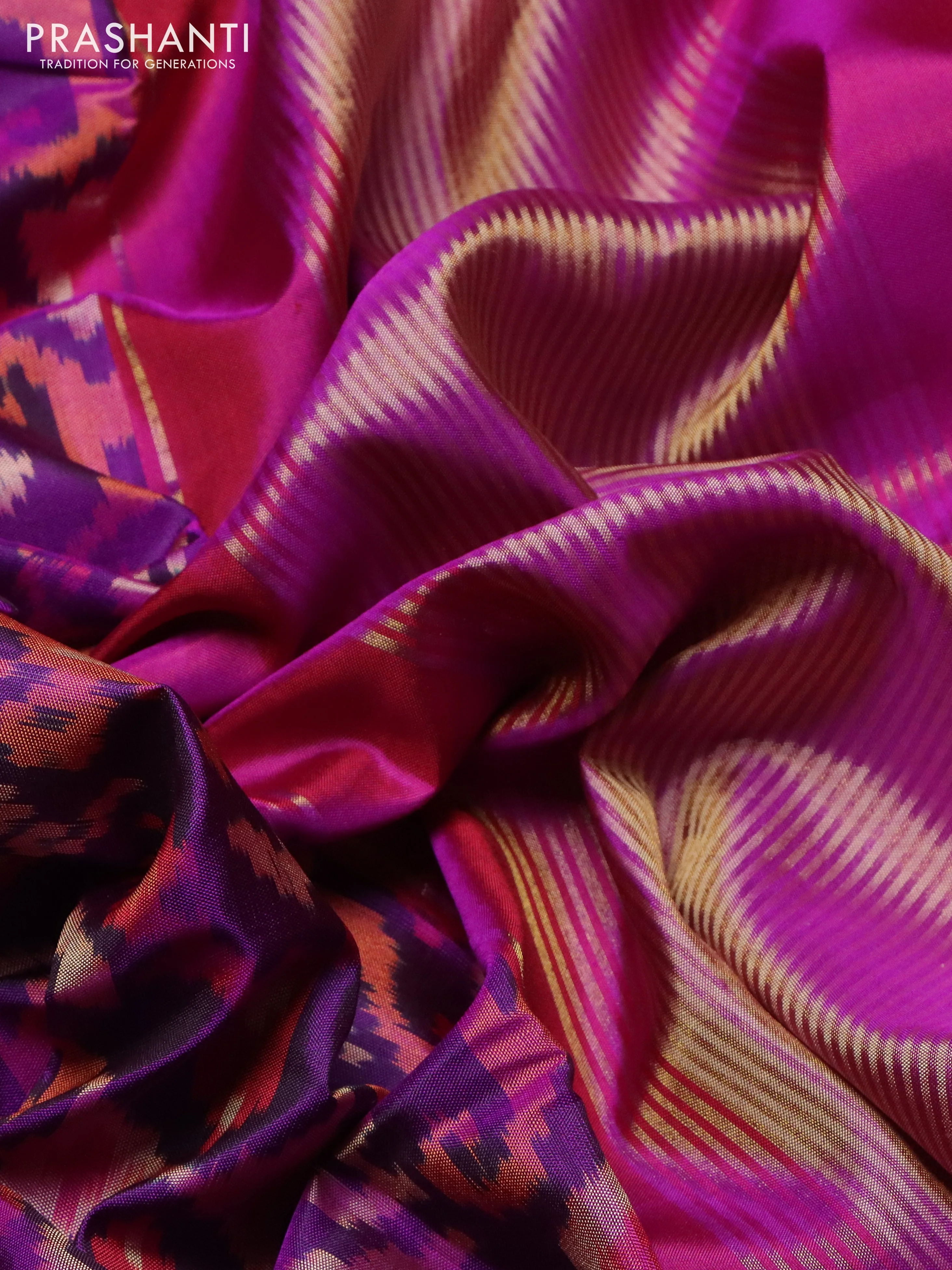 Rajkot patola silk saree purple with allover ikat weaves and zari woven border - Image 3