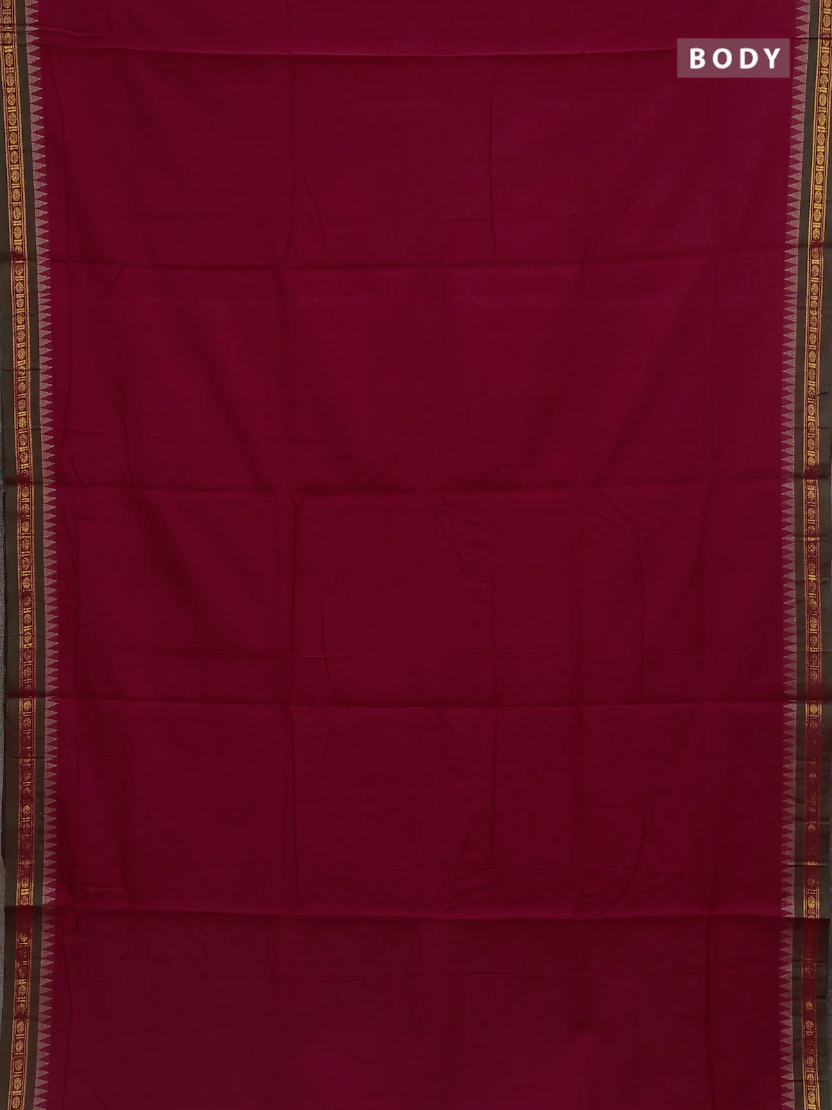 Red narayanpet cotton saree with matching neck piece - Image 2