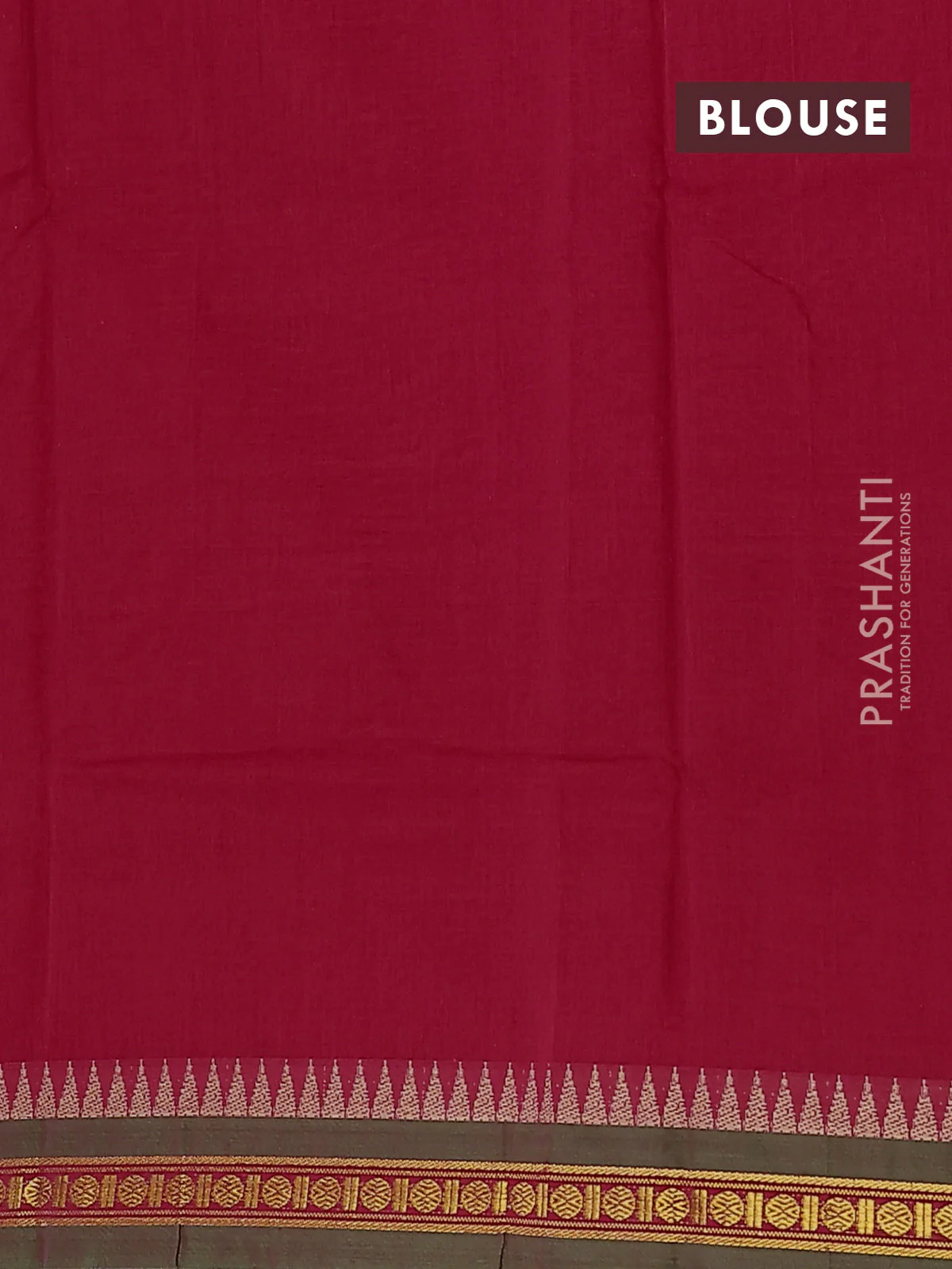 Red narayanpet cotton saree with matching neck piece - Image 4