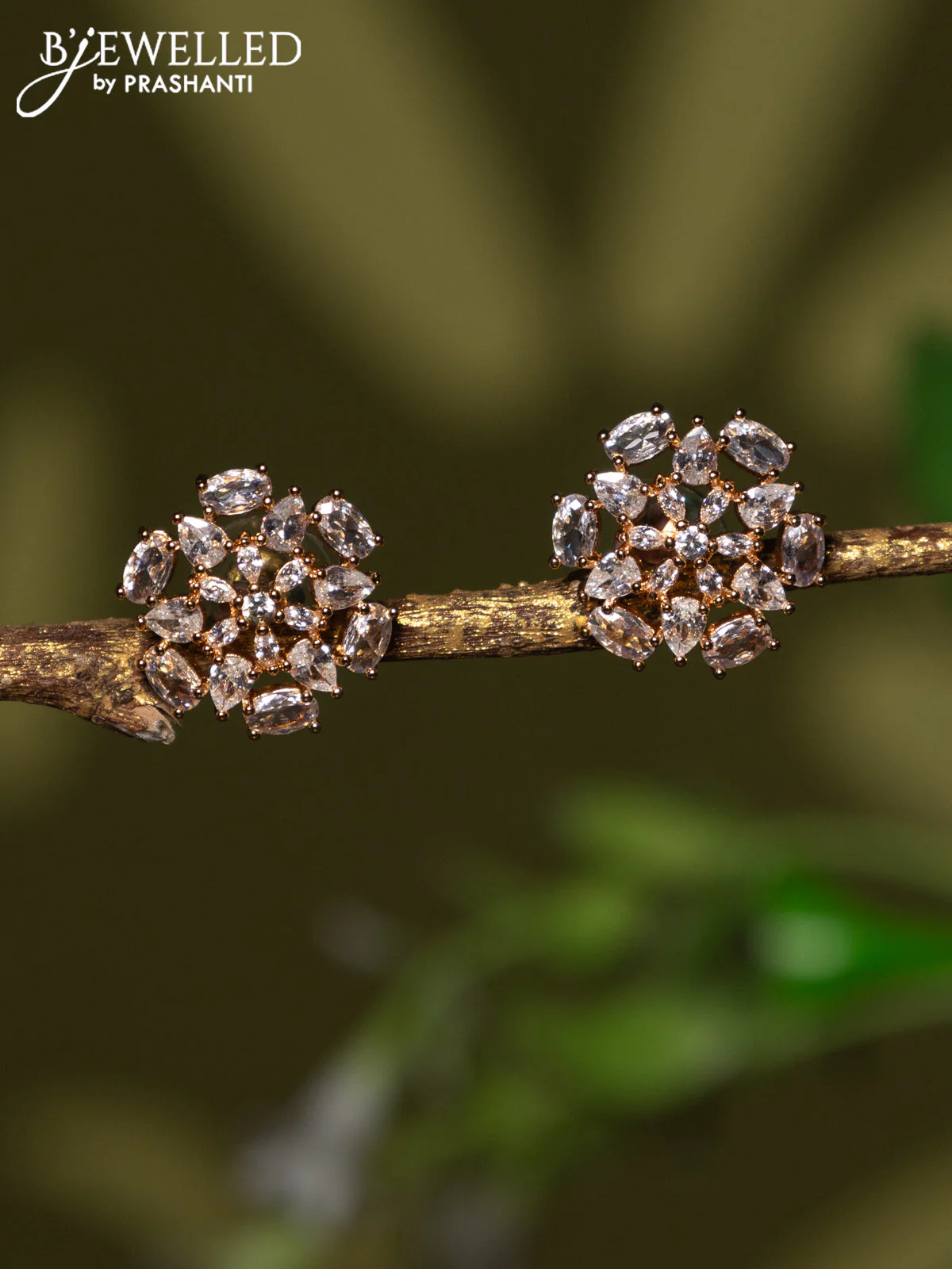 Rose gold earrings with cz stones