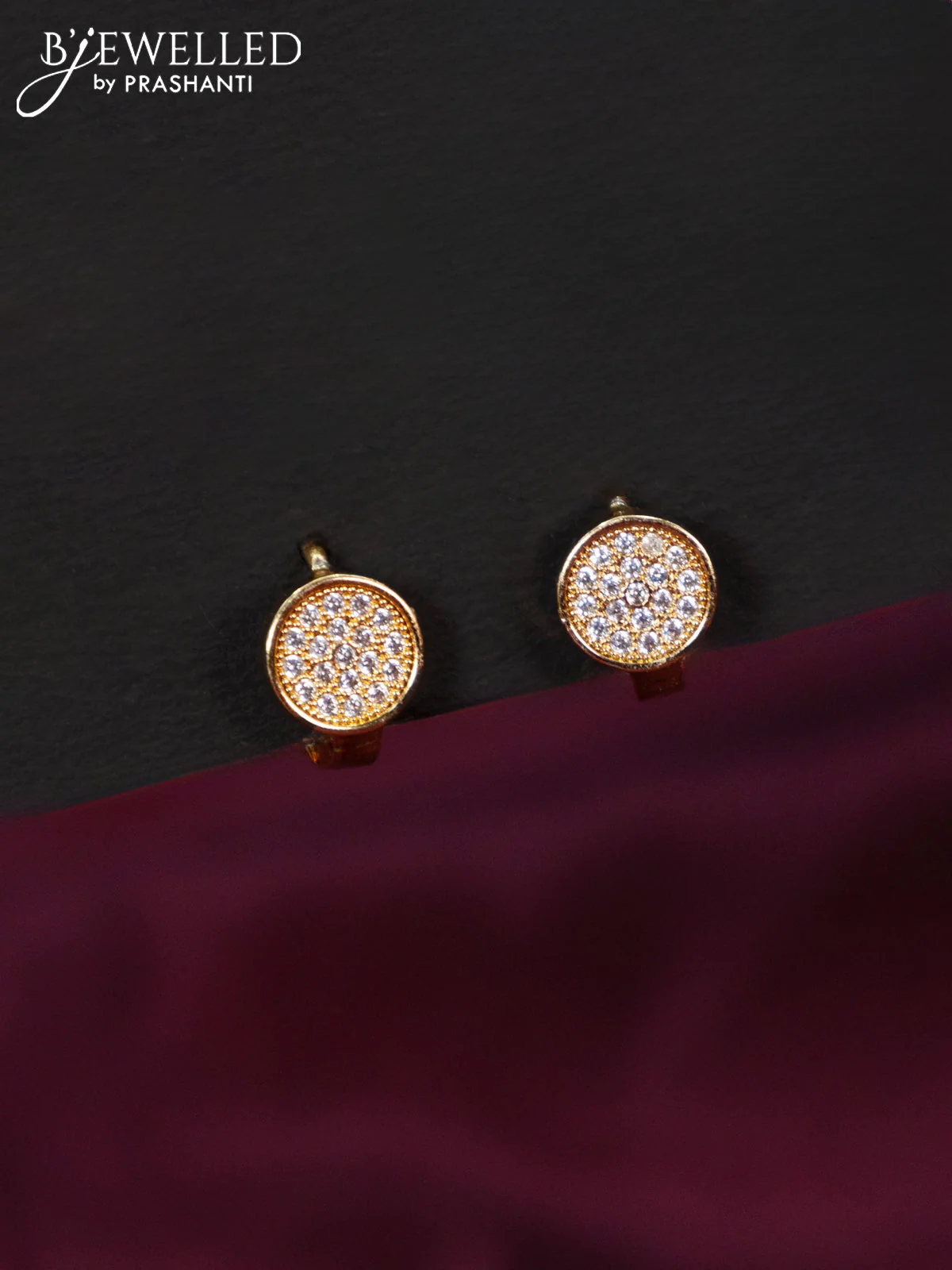 Rose gold hanging type earring with cz stones