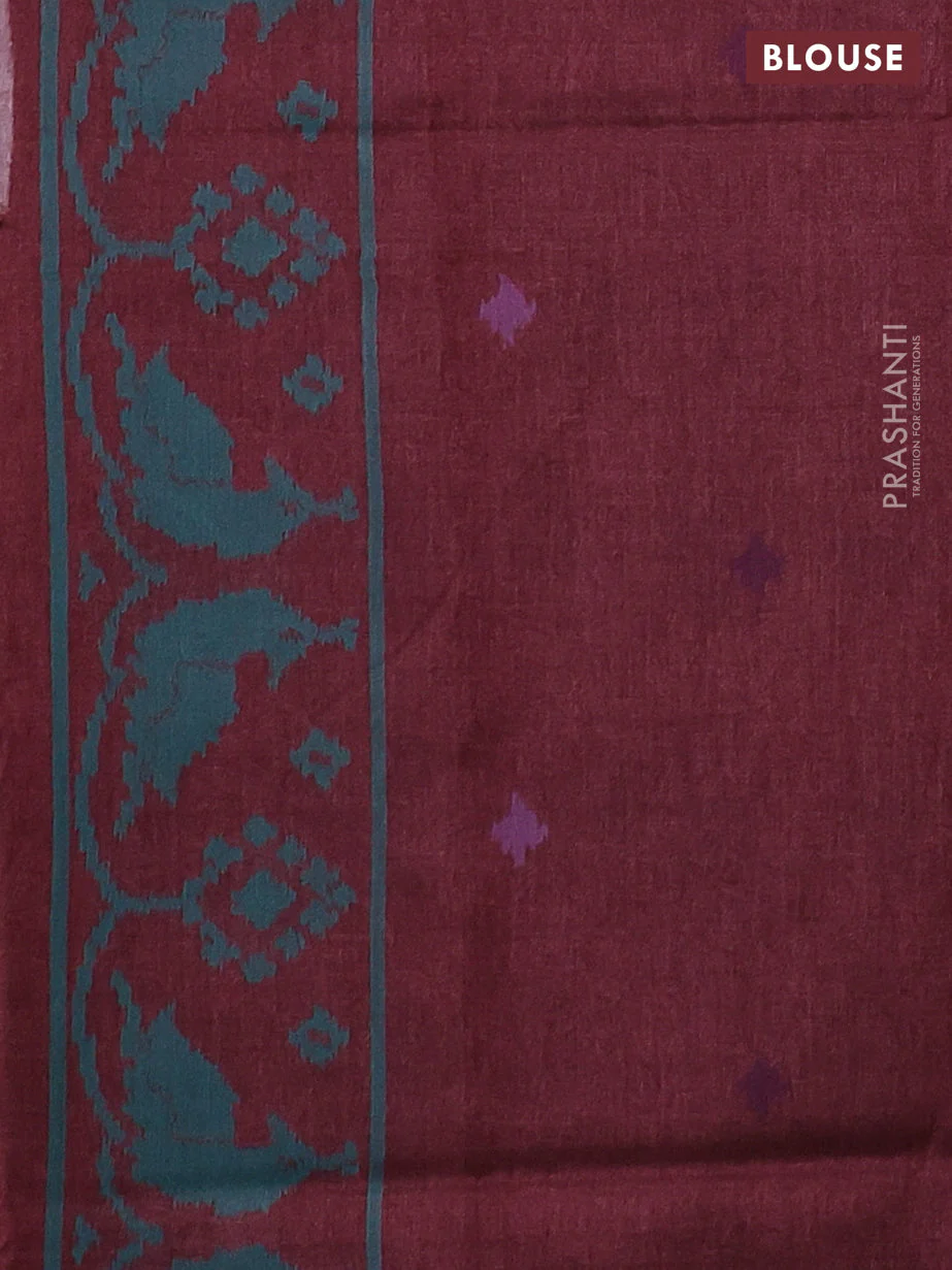 Sambalpuri semi silk saree black and maroon with allover ikat weaves and thread woven border - Image 3