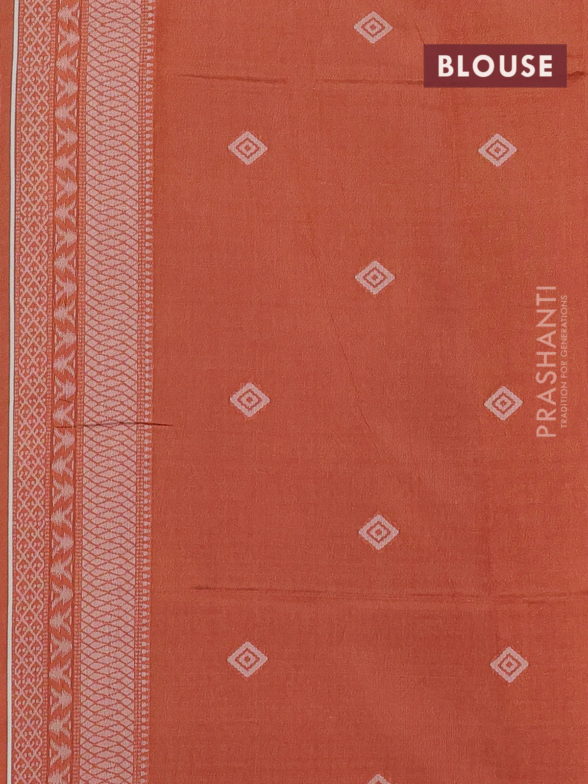 Sambalpuri semi silk saree blue and orange with allover ikat weaves and thread woven border - Image 3