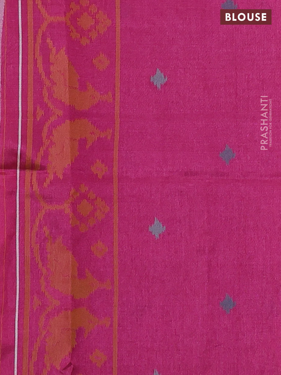 Sambalpuri semi silk saree blue and pink with allover ikat weaves and thread woven border - Image 3
