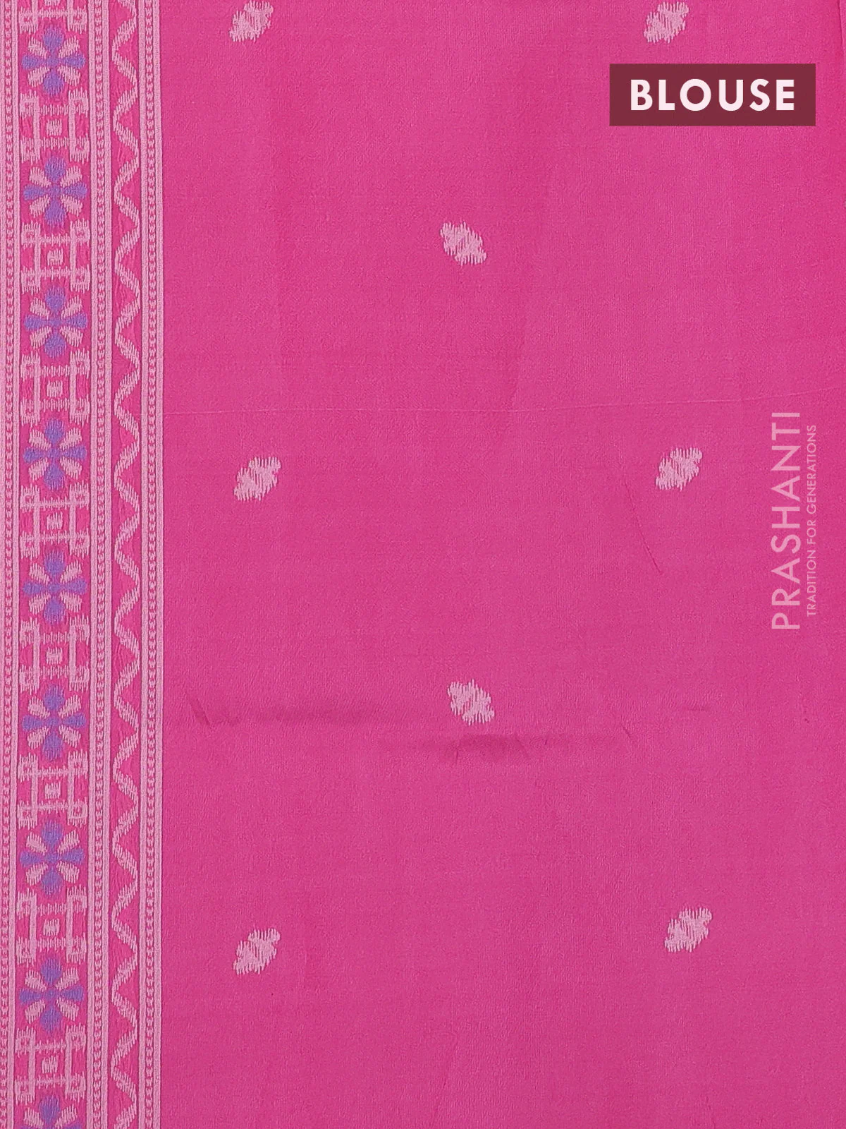 Sambalpuri semi silk saree elephant grey and pink with allover ikat weaves and thread woven border - Image 3