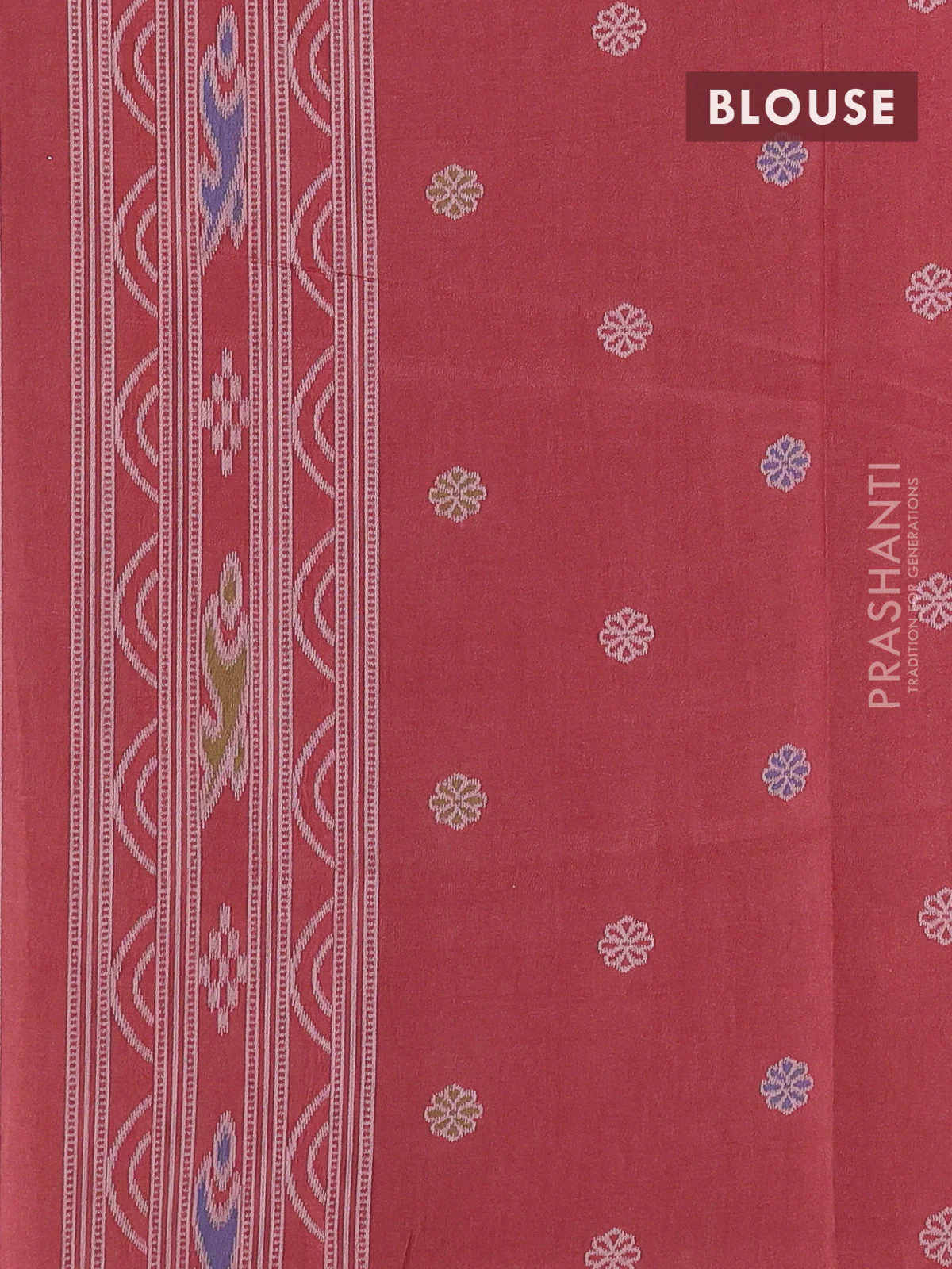 Sambalpuri semi silk saree green and rust shade with allover warli ikat weaves and thread woven border - Image 3