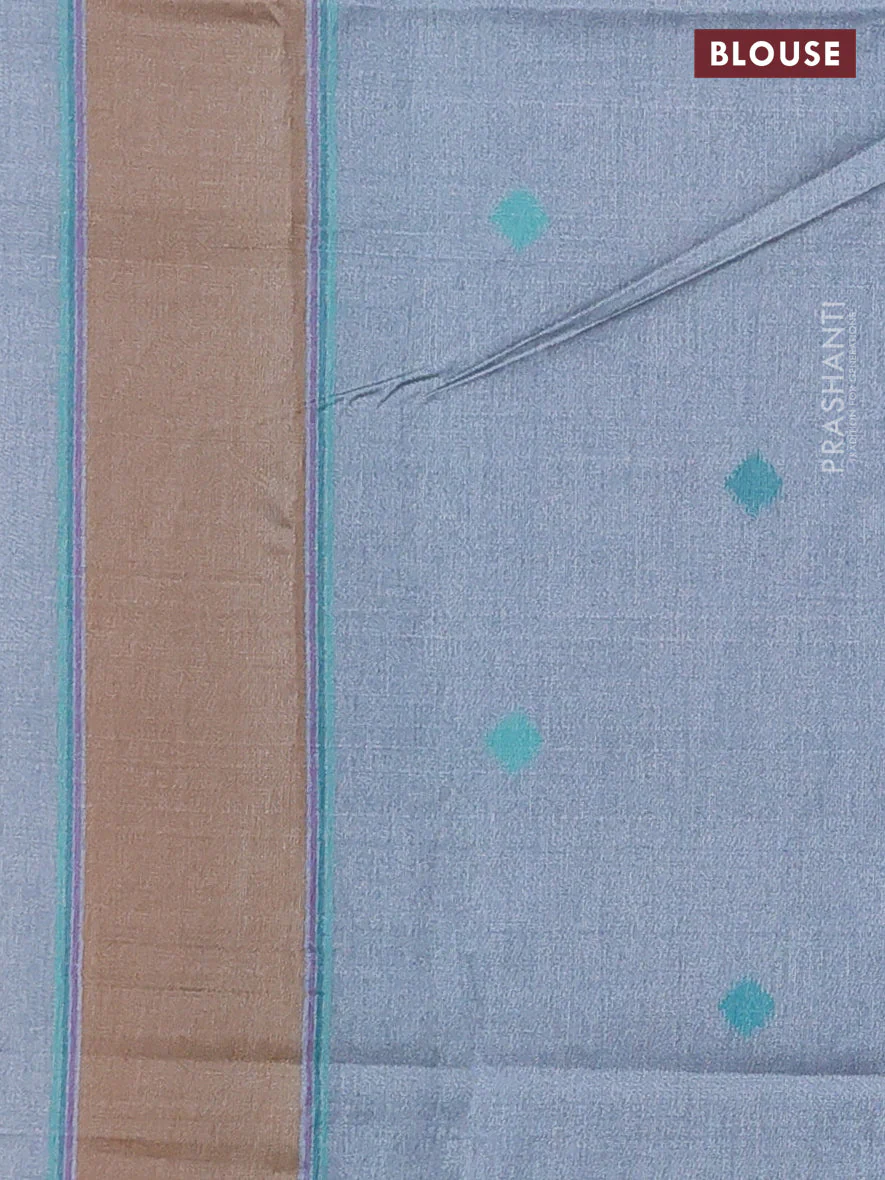 Sambalpuri semi silk saree grey and dark mustard with allover ikat weaves and rettapet thread woven border - Image 3