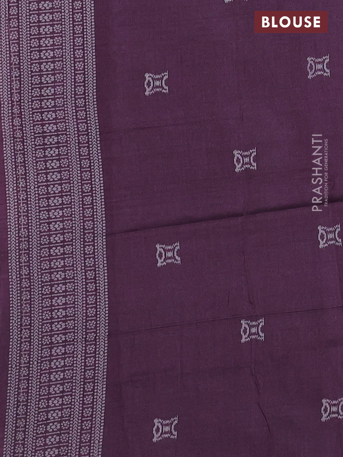 Sambalpuri semi silk saree light blue and wine shade with paisley butta weaves and thread woven border - Image 3