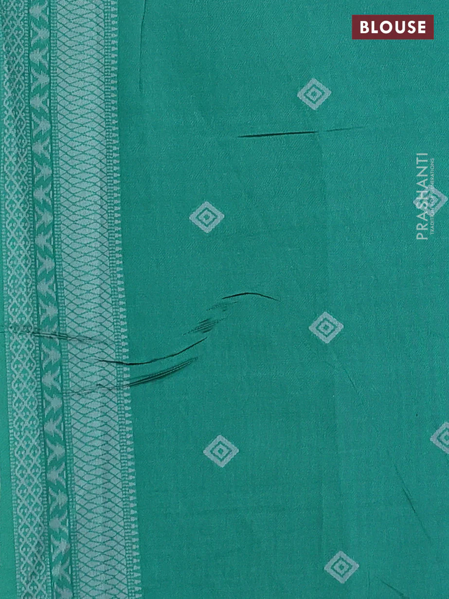 Sambalpuri semi silk saree mauve pink and green with allover ikat weaves and thread woven border - Image 3