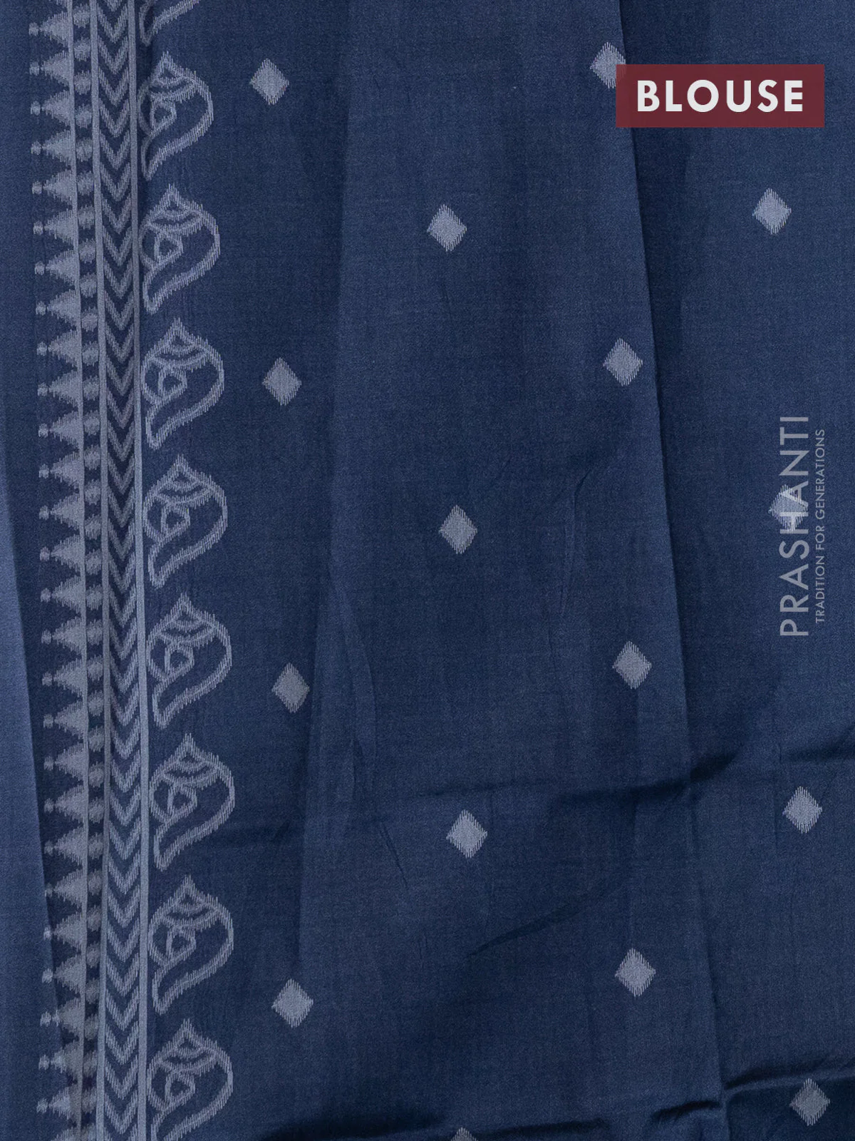 Sambalpuri semi silk saree pastel blue and sap green with allover thread woven ikat buttas and thread woven border - Image 3