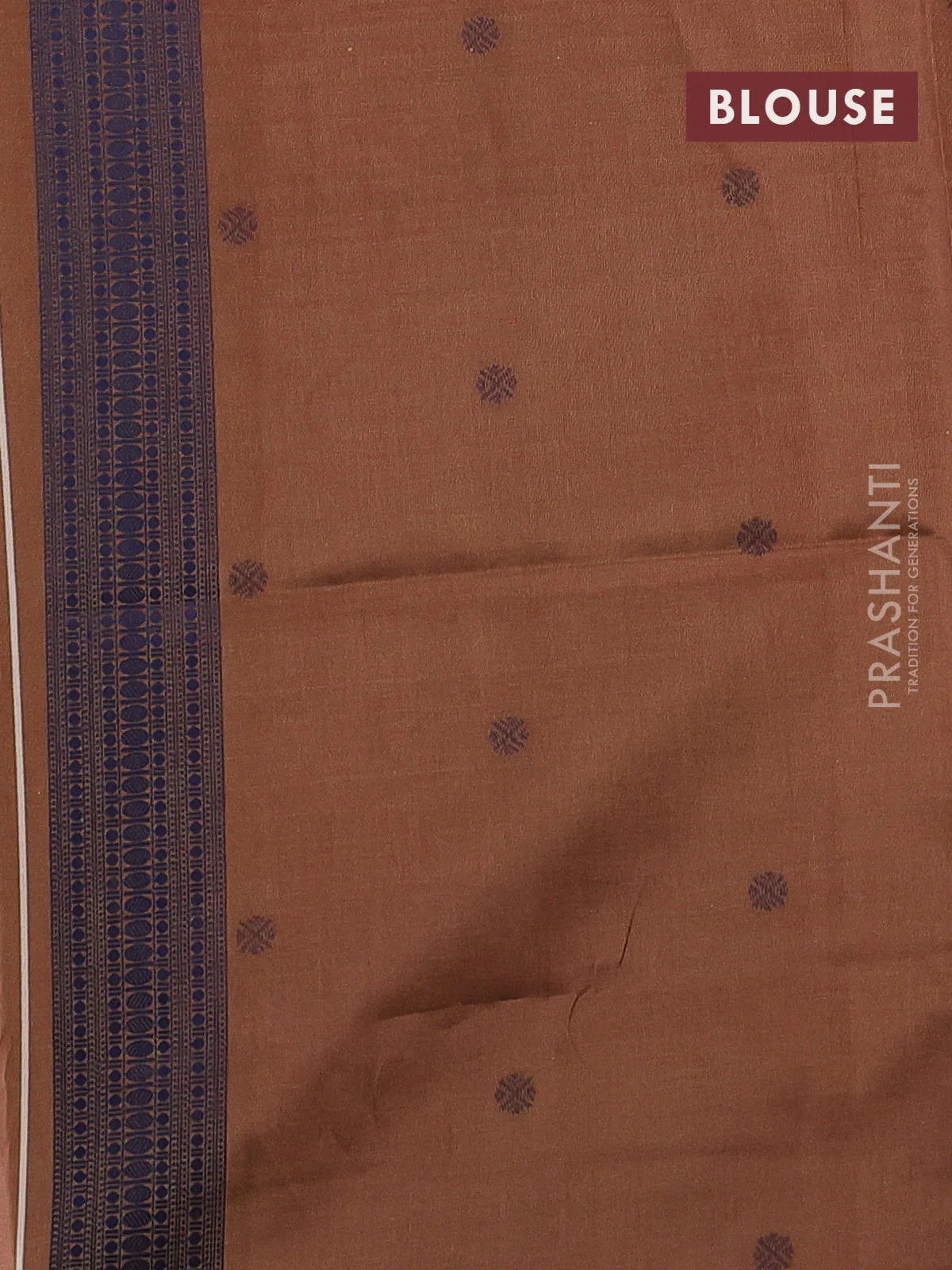 Sambalpuri semi silk saree peach pink and dark sandal with allover ikat weaves and thread woven border - Image 3