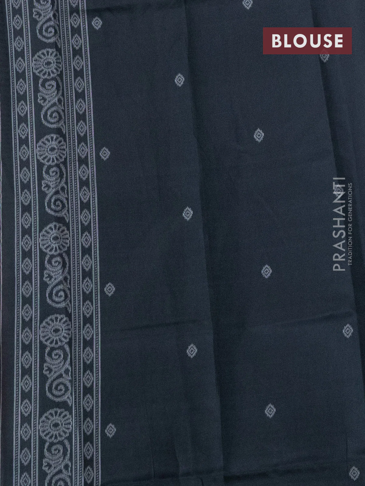 Sambalpuri semi silk saree red and elephant grey with allover thread woven ikat weaves and thread woven border - Image 3