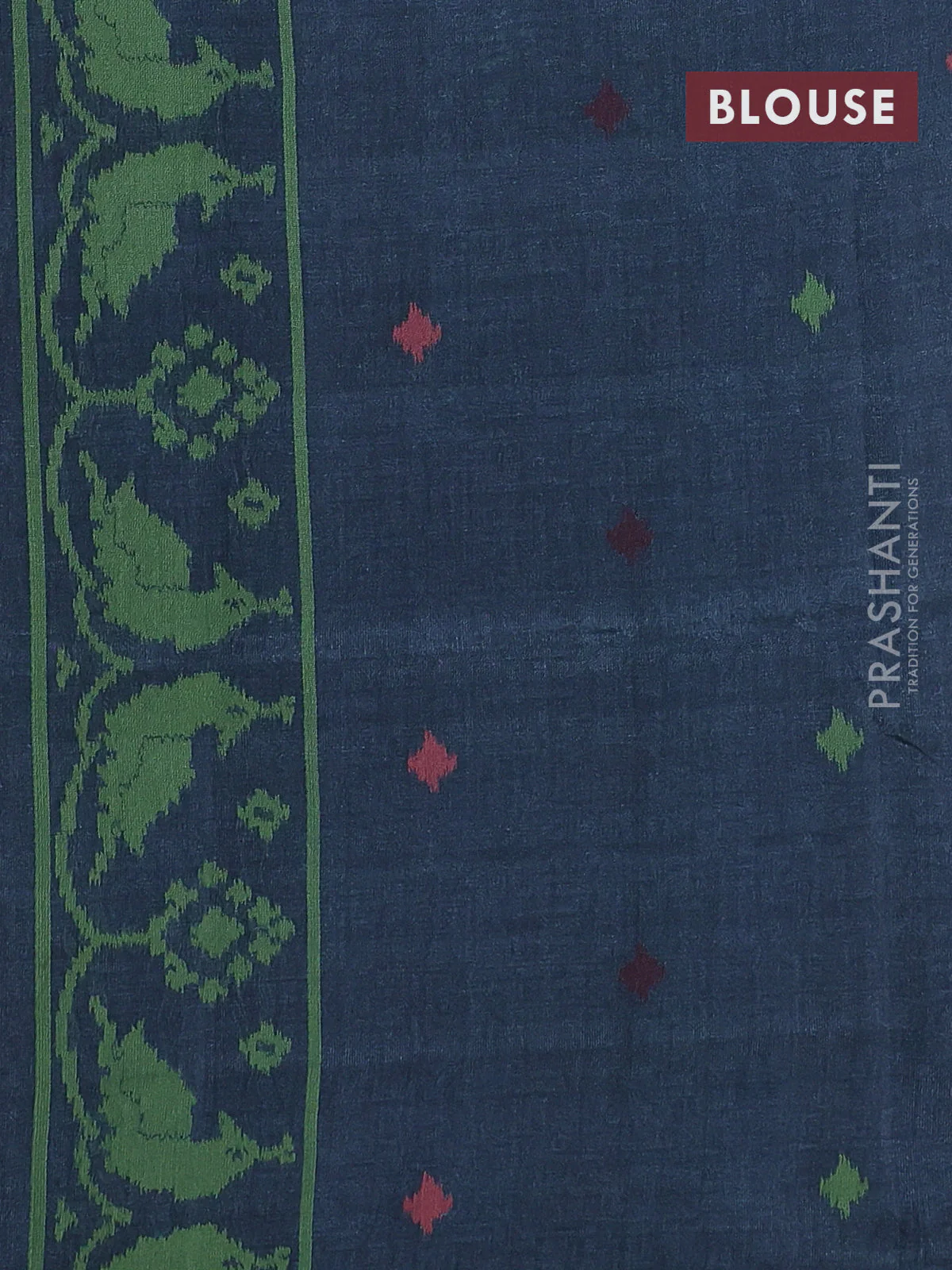 Sambalpuri semi silk saree red shade and elephant grey with allover ikat weaves and thread woven border - Image 3