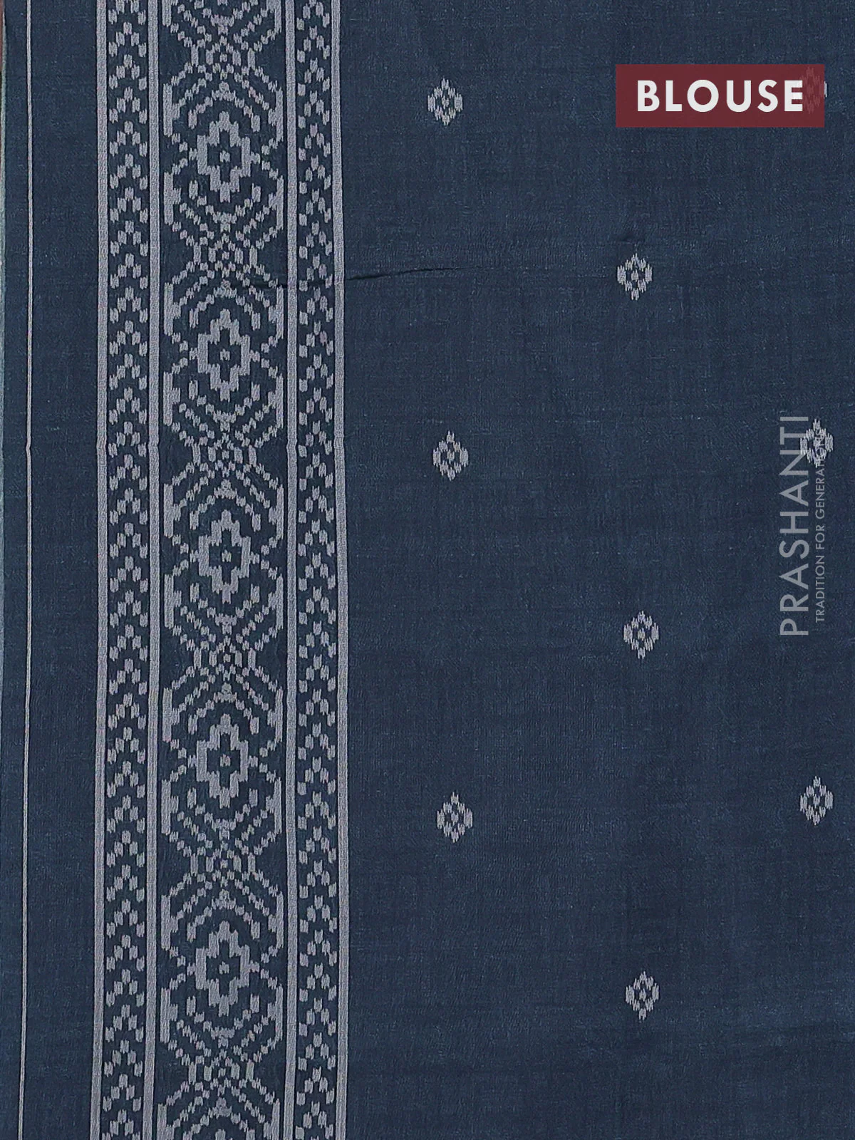 Sambalpuri semi silk saree rust shade and grey with allover geometric ikat weaves and thread woven border - Image 3