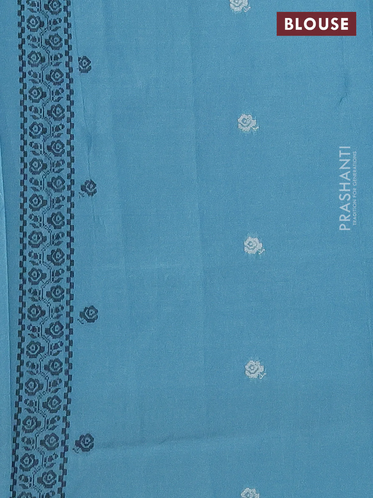 Sambalpuri semi silk saree teal green with thread woven ikat buttas and thread woven border - Image 3