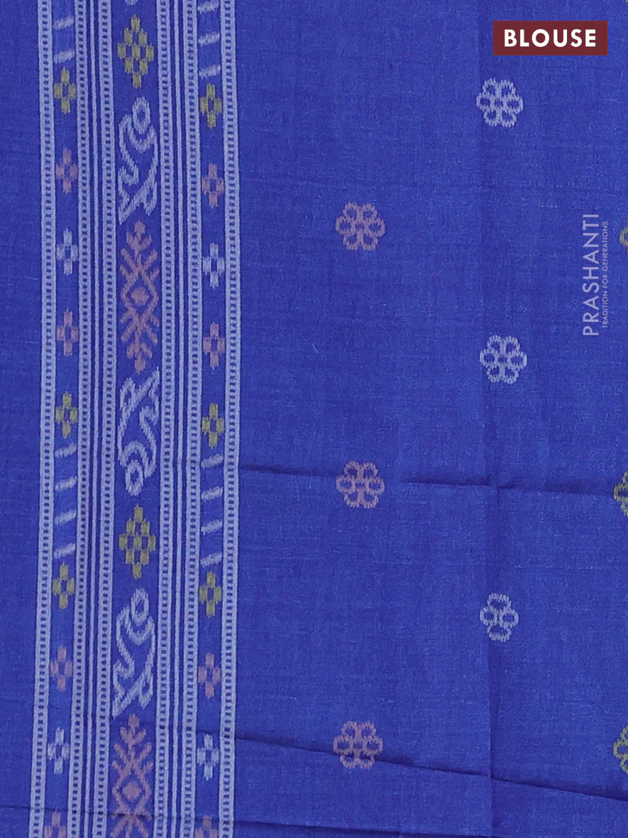 Sambalpuri semi silk saree violet and blue with allover ikat weaves and thread woven border - Image 3