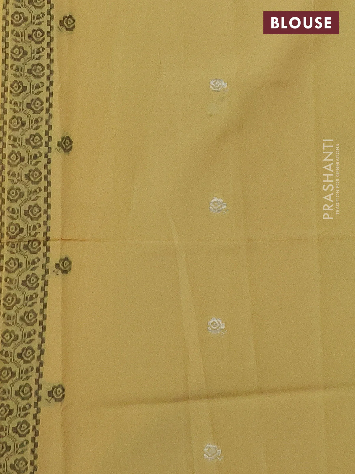Sambalpuri semi silk saree yellow with thread woven ikat buttas and thread woven border - Image 3