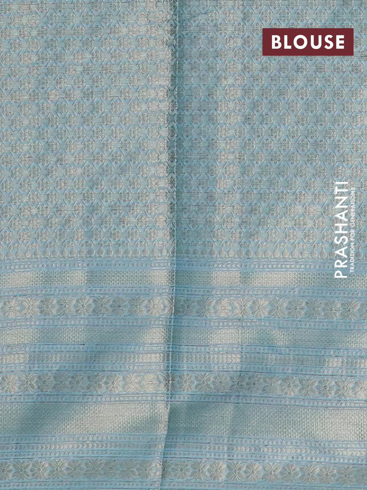 Semi banarasi silk saree purple and light blue with allover zari checkes & buttas and long zari woven border - Image 4