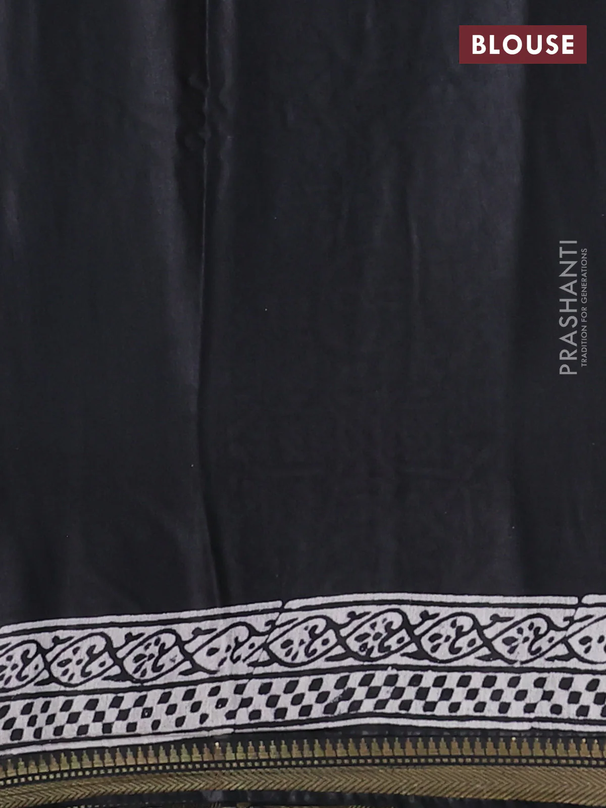 Semi bhagalpuri saree black with allover prints and zari woven border - Image 4