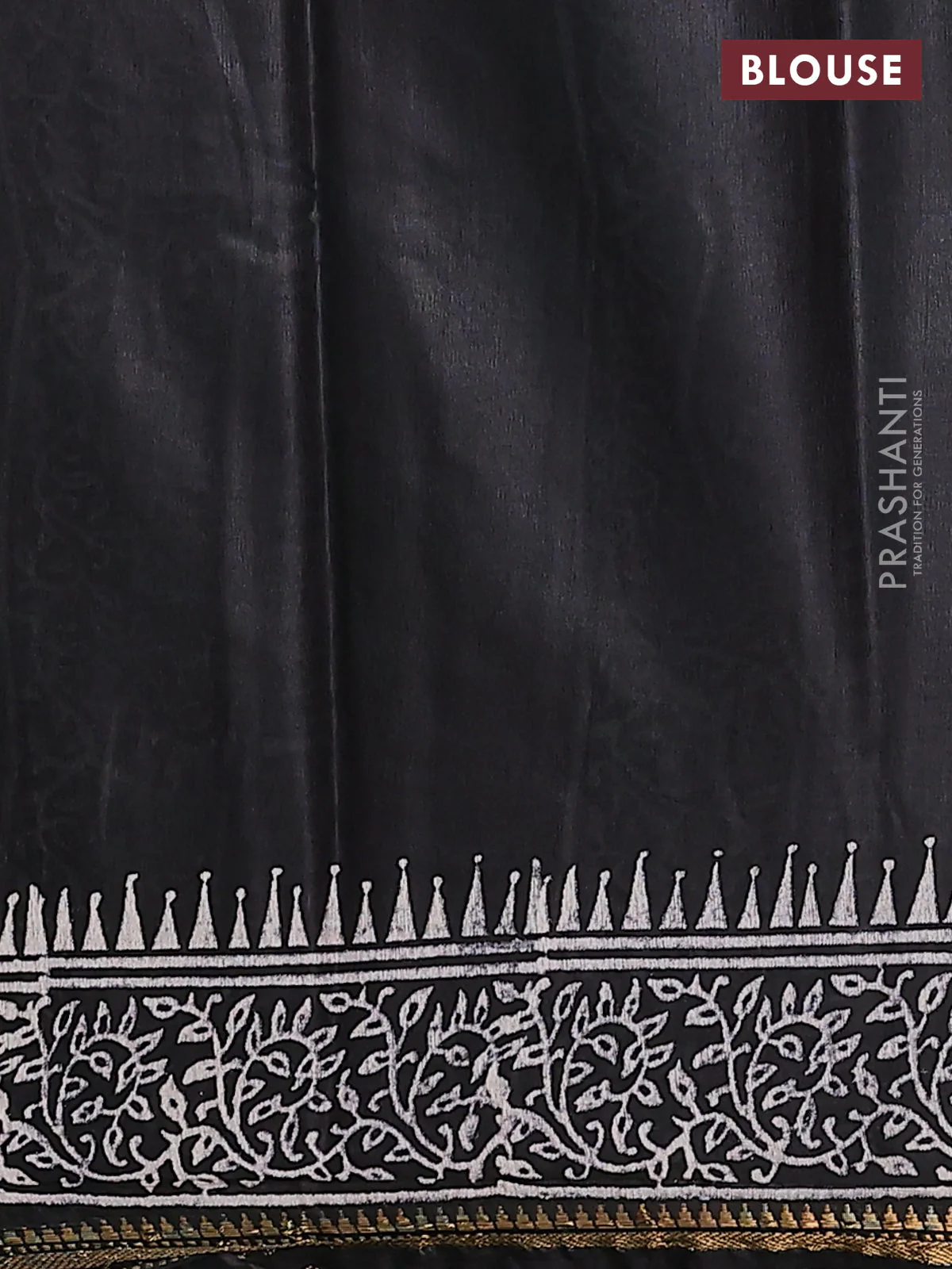 Semi bhagalpuri saree black with allover prints and zari woven border - Image 4