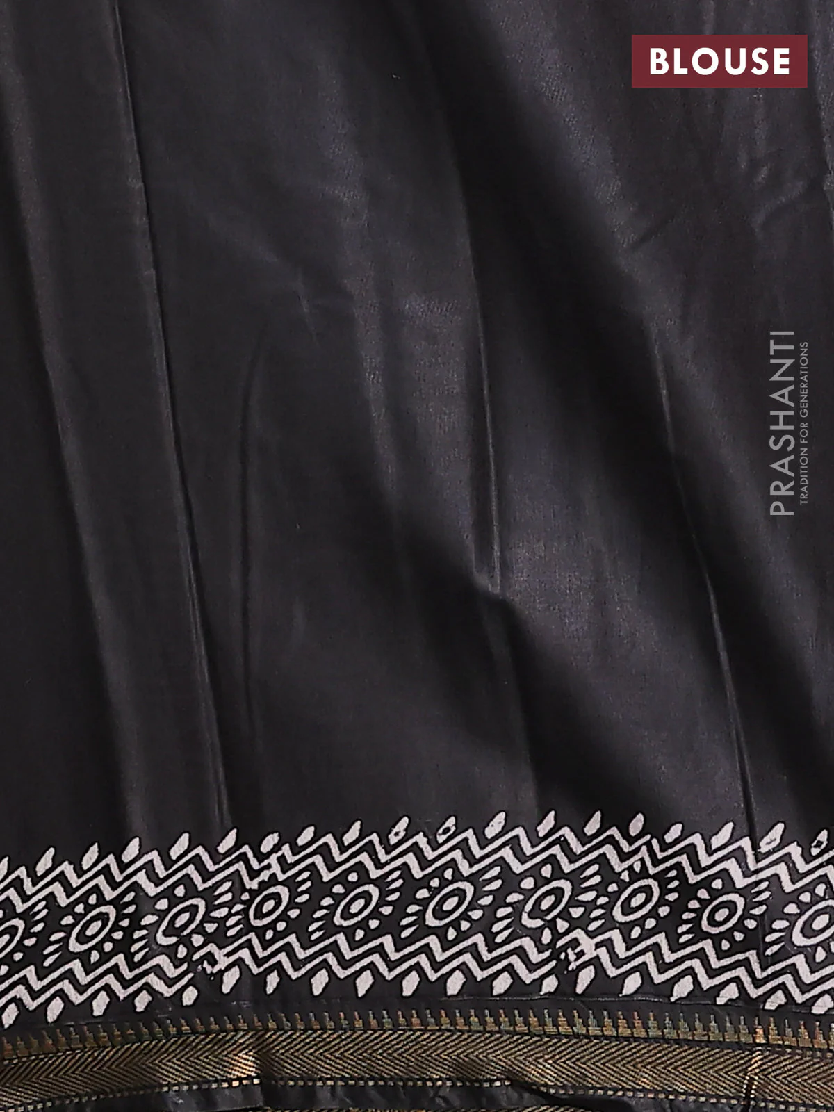 Semi bhagalpuri saree black with allover prints and zari woven border - Image 4