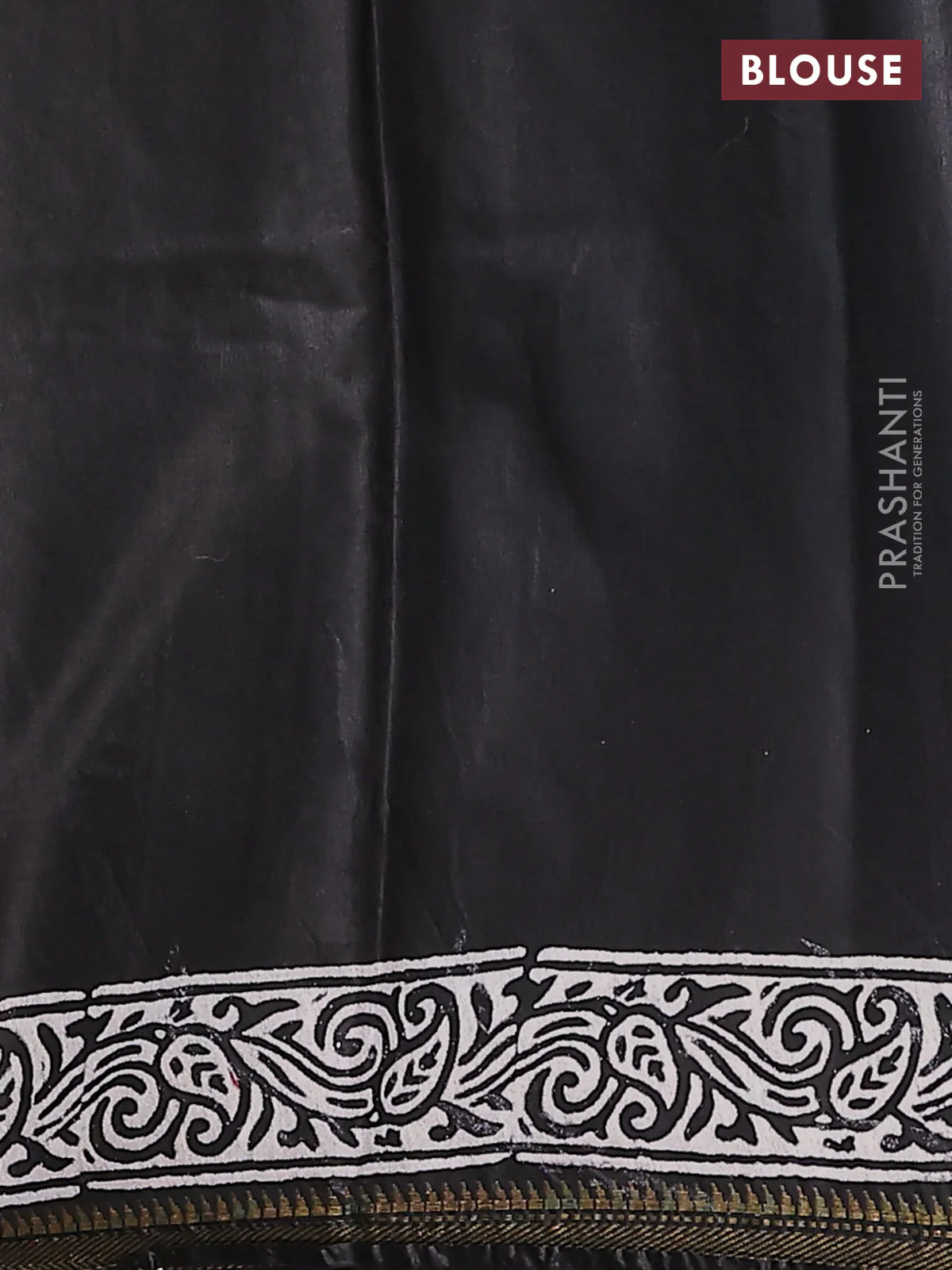 Semi bhagalpuri saree black with allover prints and zari woven border - Image 4