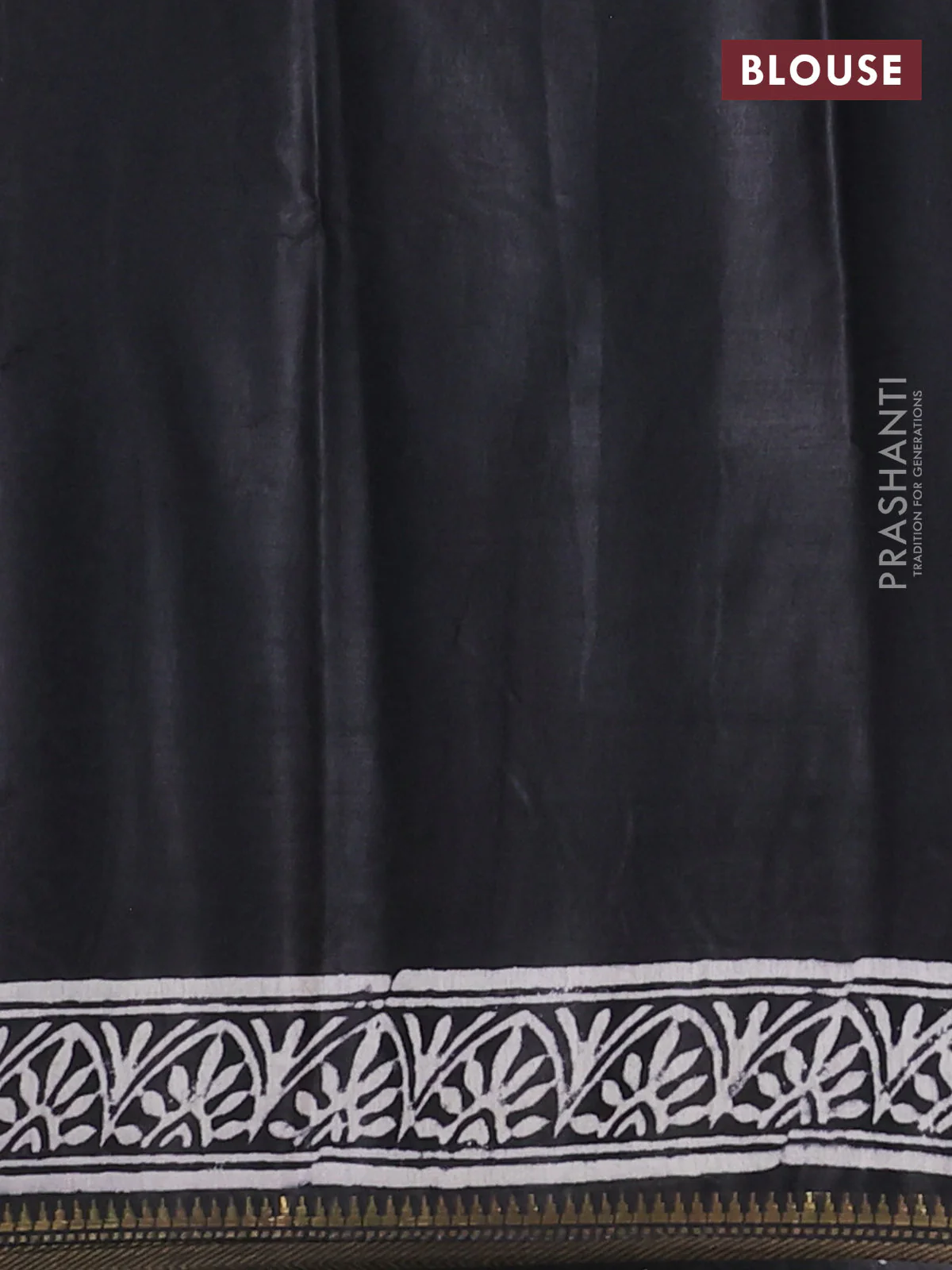 Semi bhagalpuri saree black with allover prints and zari woven border - Image 4